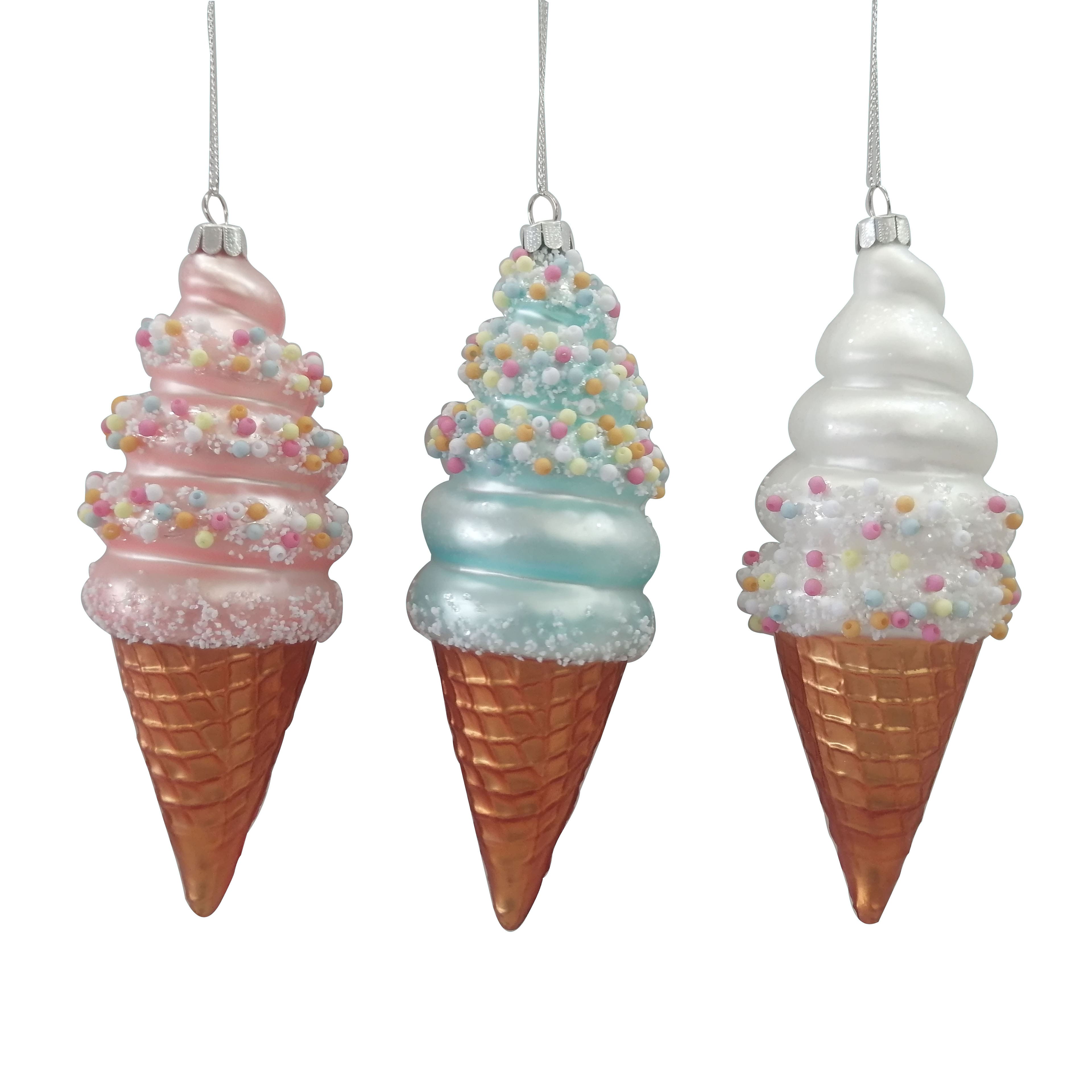 Assorted Ice Cream Cone Glass Ornament, 1pc. by Ashland&#xAE;