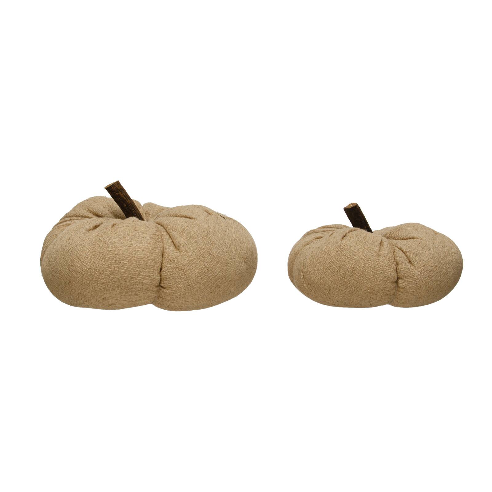 Hello Honey&#xAE; 7.75&#x22; Nutmeg Color Fabric Pumpkin with Wood Stem