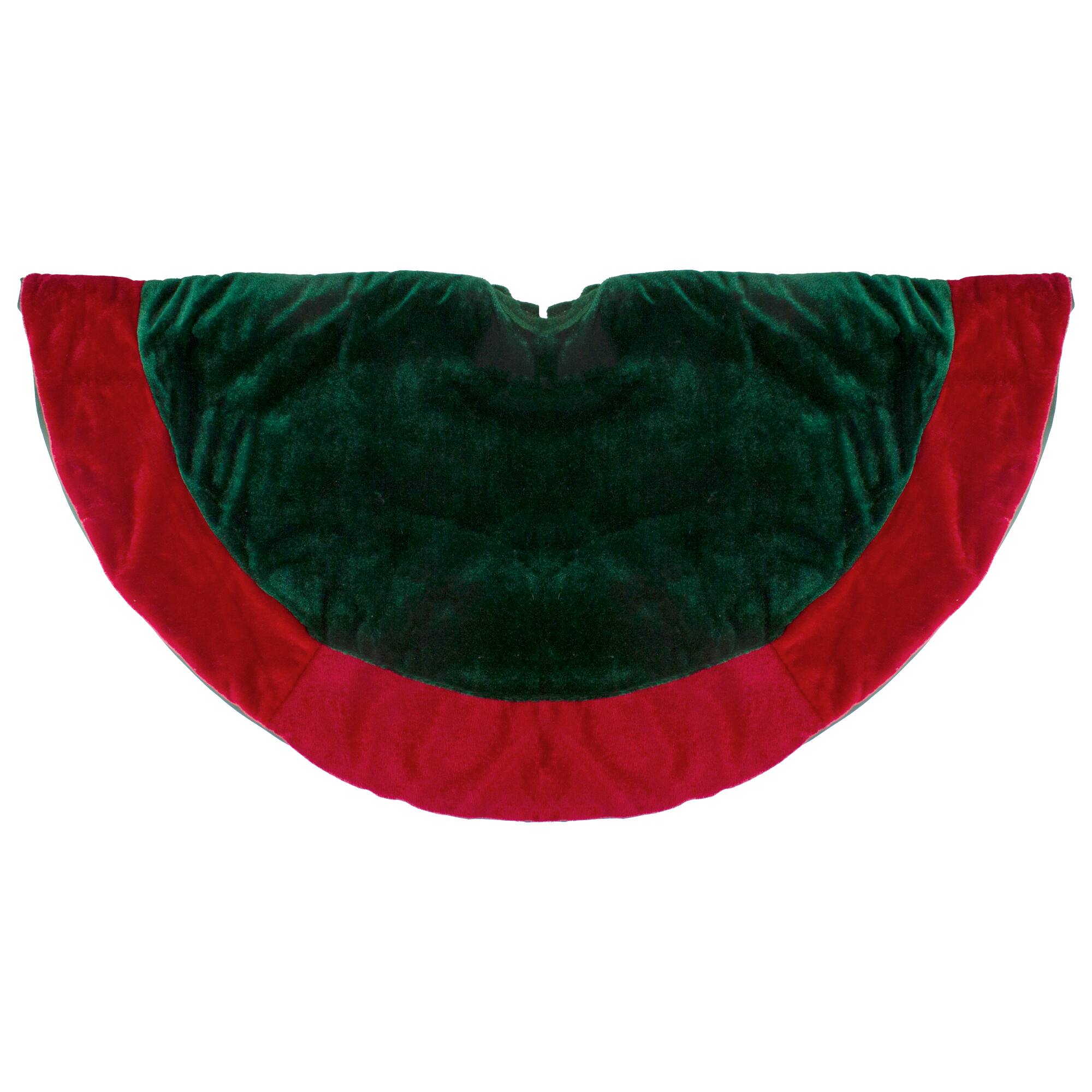 26&#x22; Green &#x26; Red Velveteen Tree Skirt