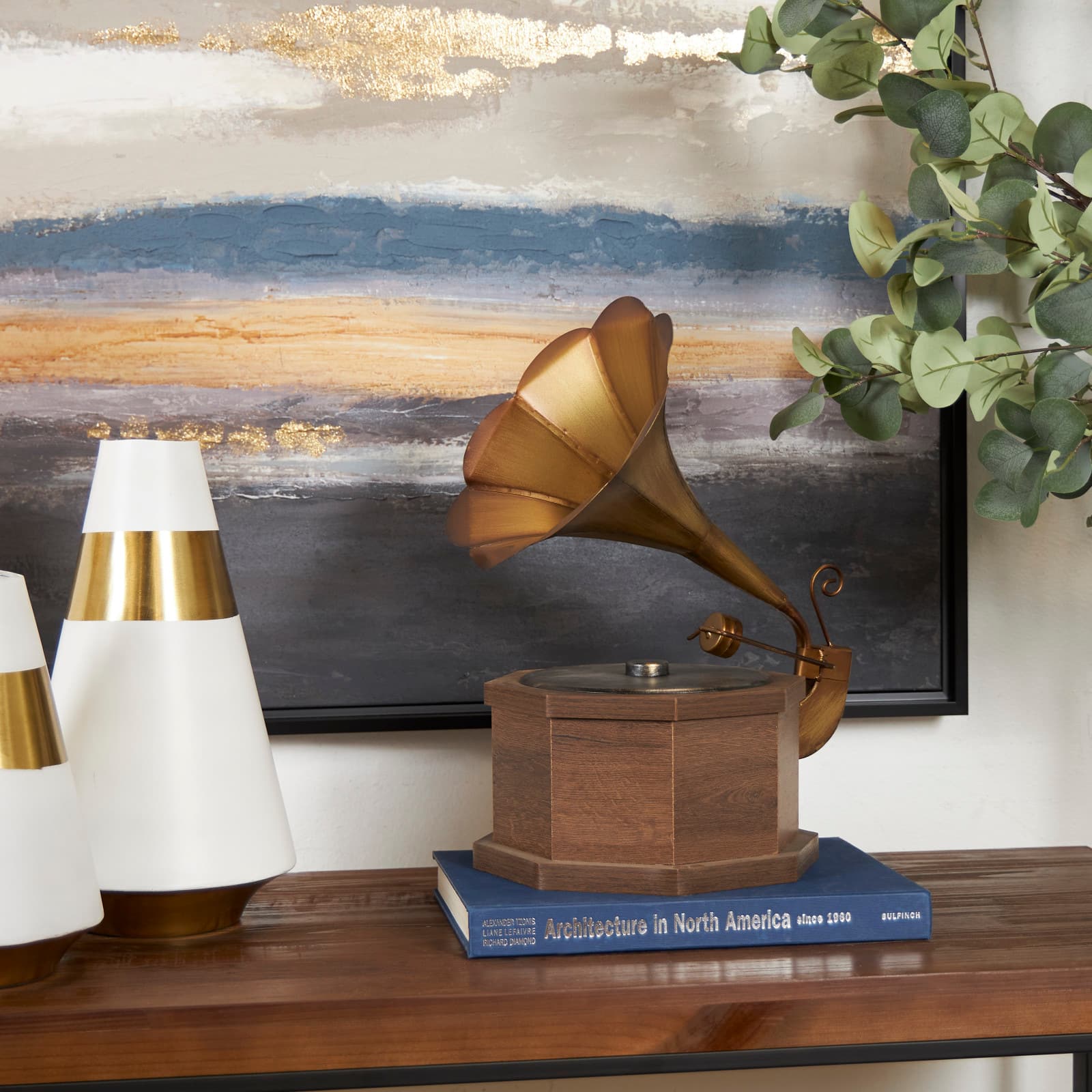 17" Vintage Gramophone Functional Tabletop Décor