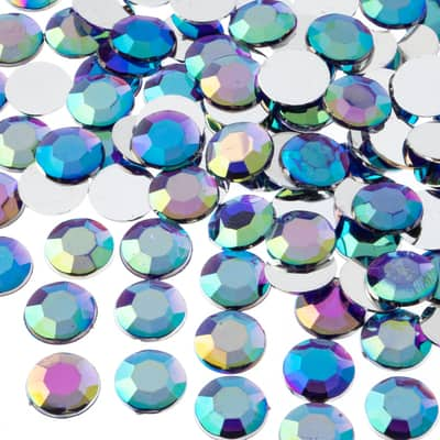 John Bead Acrylic Round Flat Back Rhinestones 12mm (ss50) Crystal 400Pcs/Bag - Black