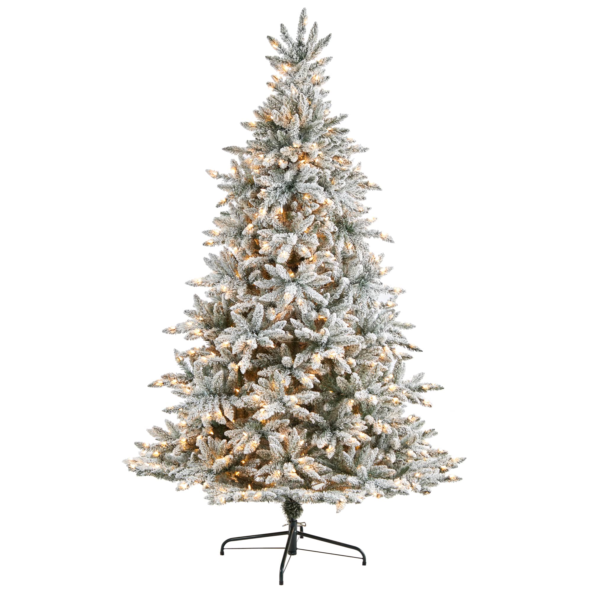 8ft. Pre-Lit Flocked West Virginia Spruce Artificial Christmas Tree ...