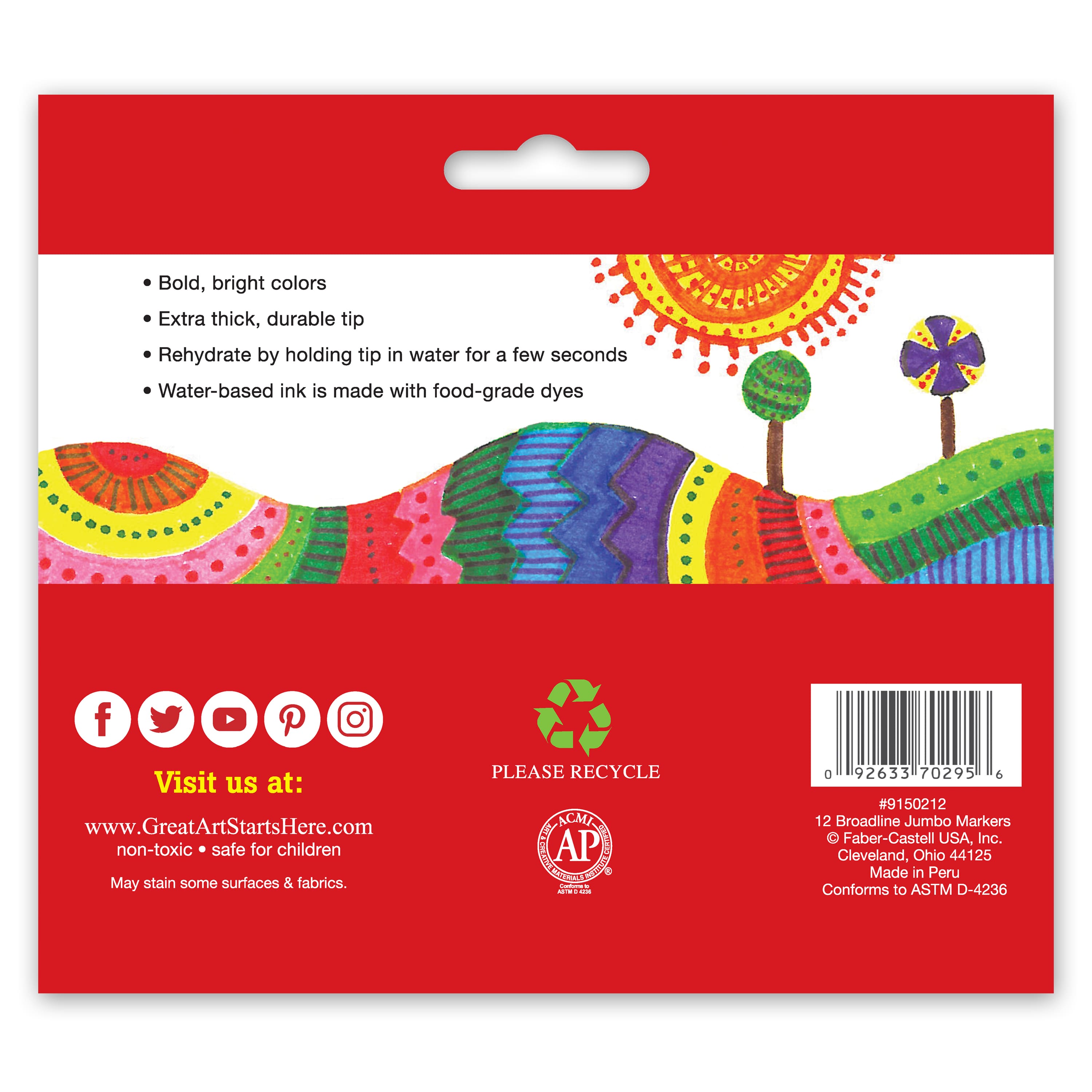 Faber-Castell 12 Color Broadline Jumbo Markers