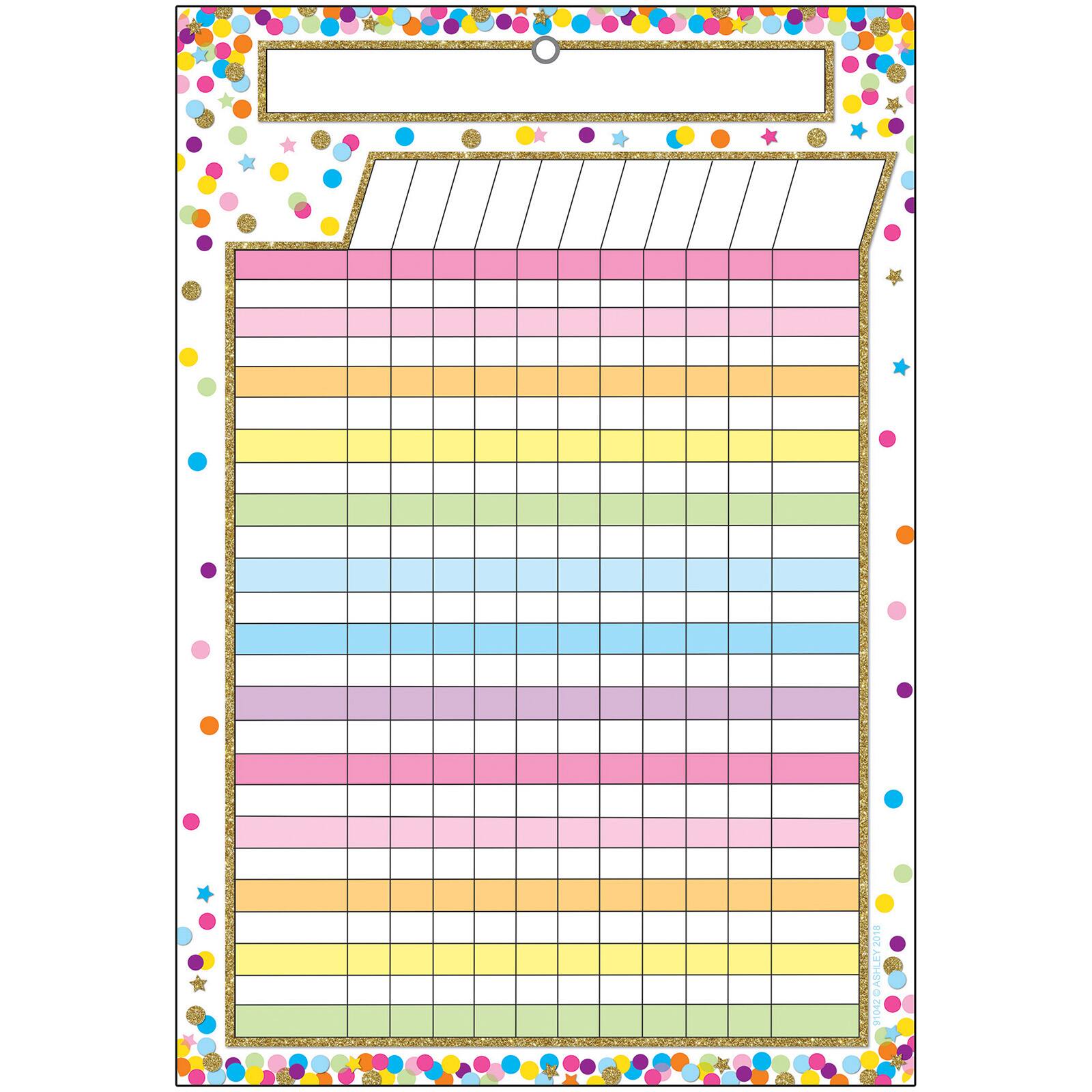 Ashley Productions Smart Poly™ Confetti Dry Erase Incentive Chart, 6ct.