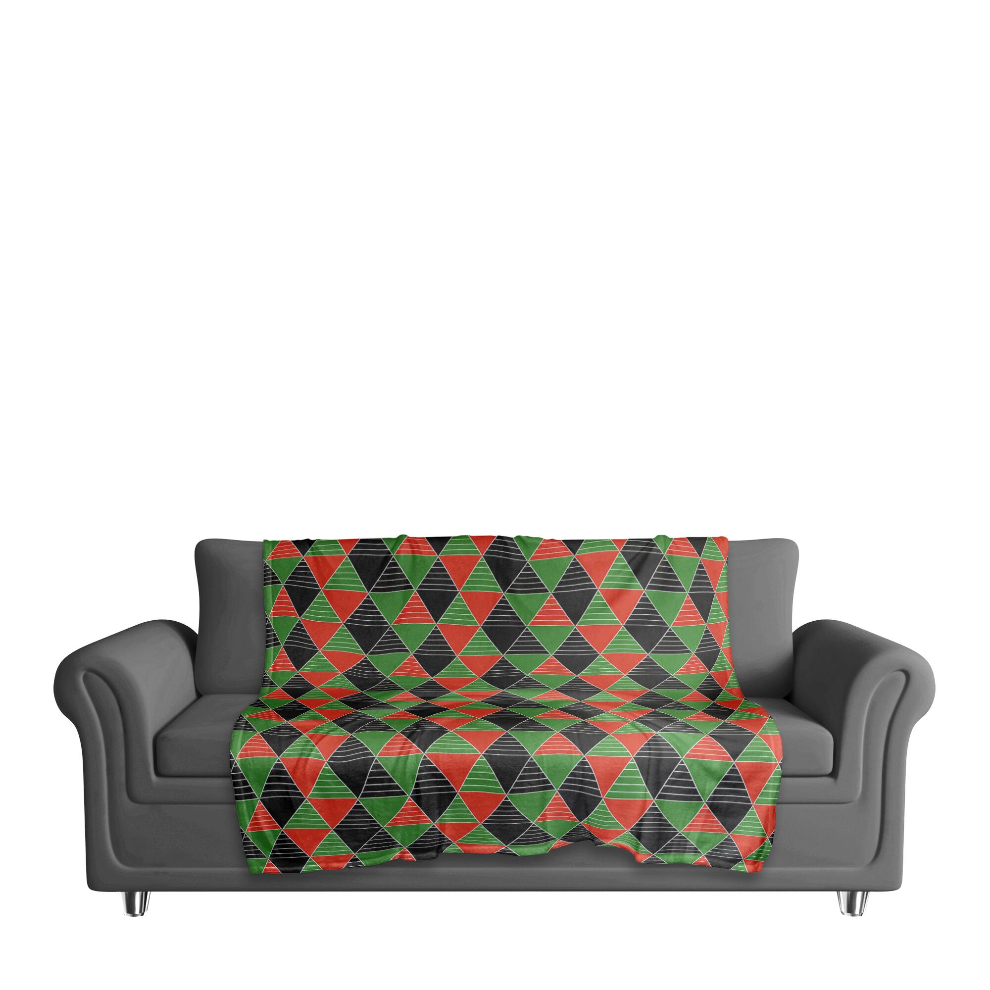Geometric Kwanzaa Pattern Coral Fleece Blanket