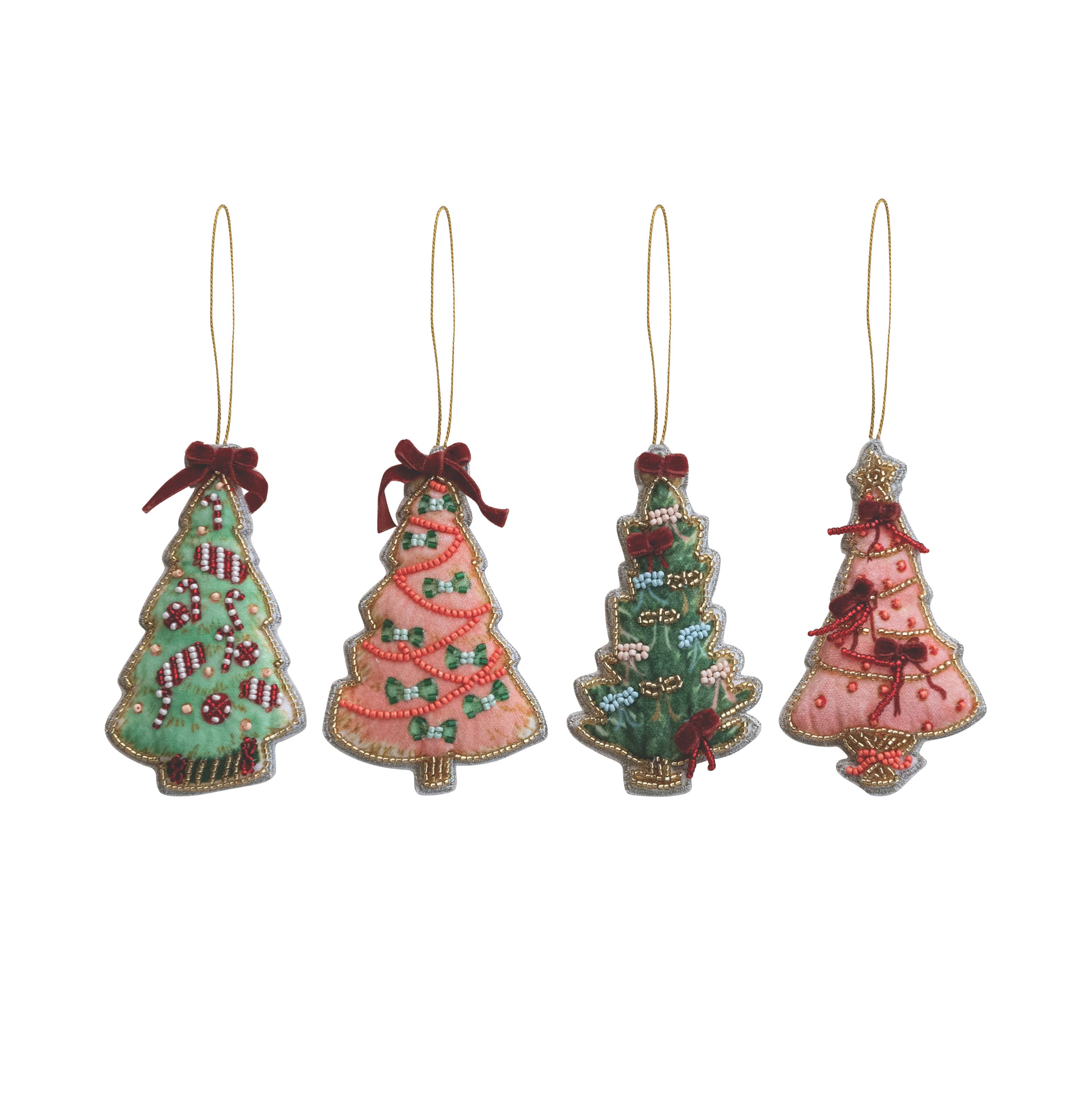 Hello Honey® Handmade Beaded Fabric Christmas Tree Ornaments Set