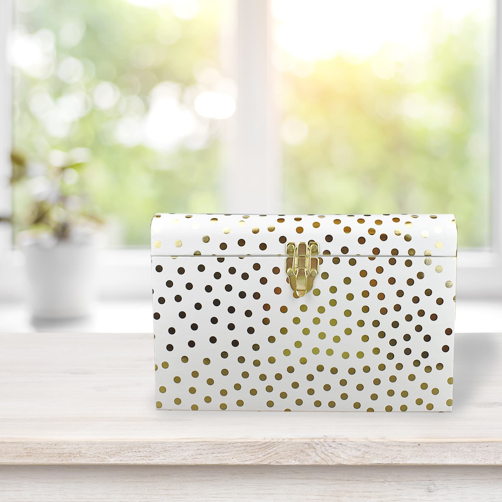 Large White &#x26; Gold Dots Decorative Trunk by Ashland&#xAE;