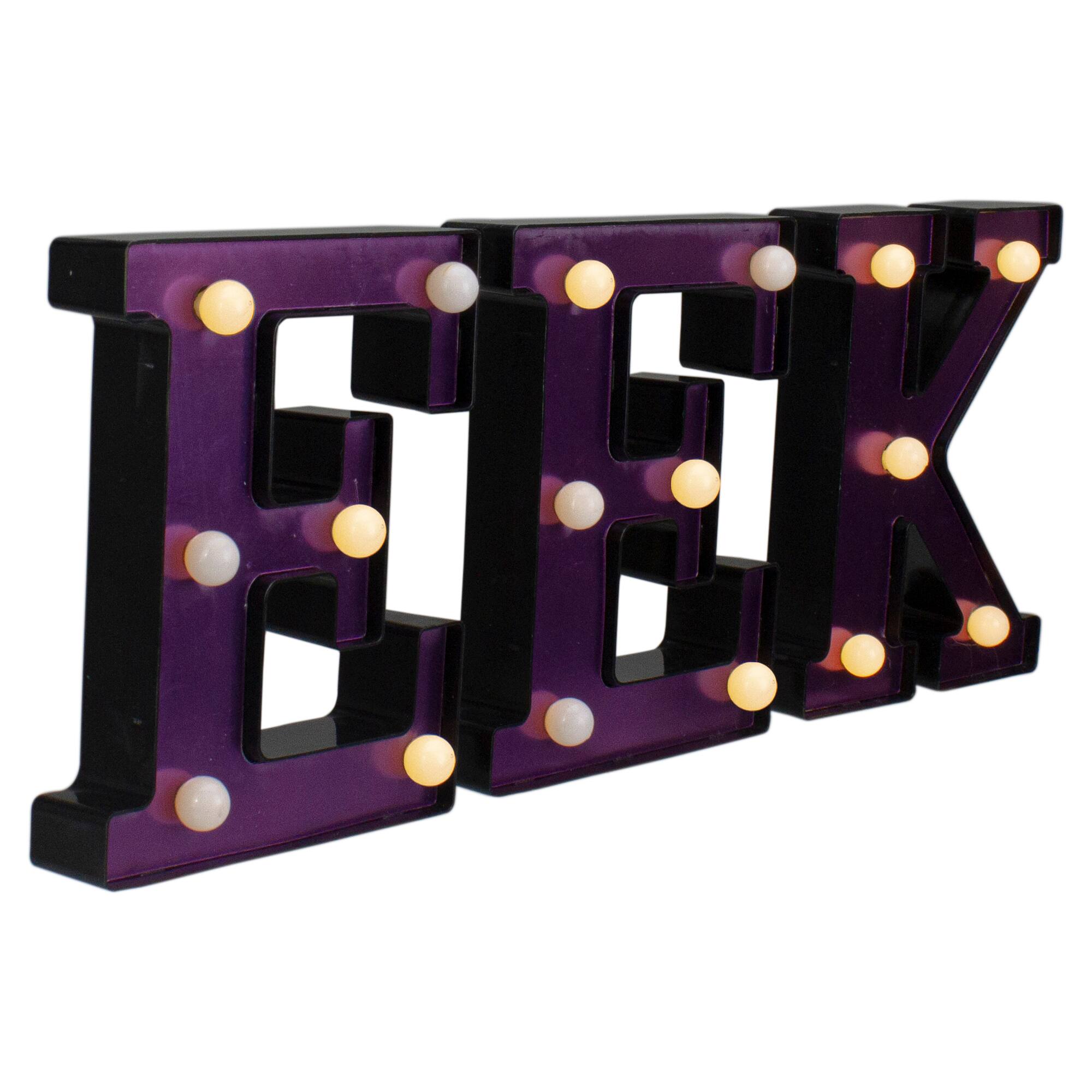 6.5&#x22; Lighted Black &#x26; Purple EEK Halloween Marquee Sign