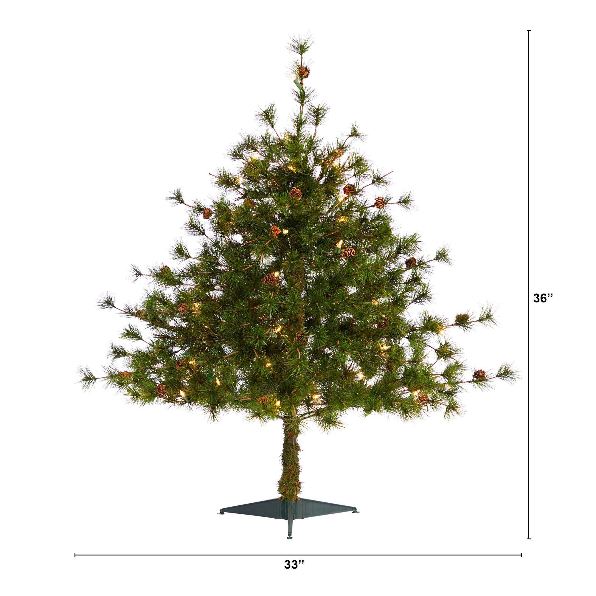 3ft. Pre-Lit Colorado Mountain Pine Artificial Christmas Tree, Clear LED Lights