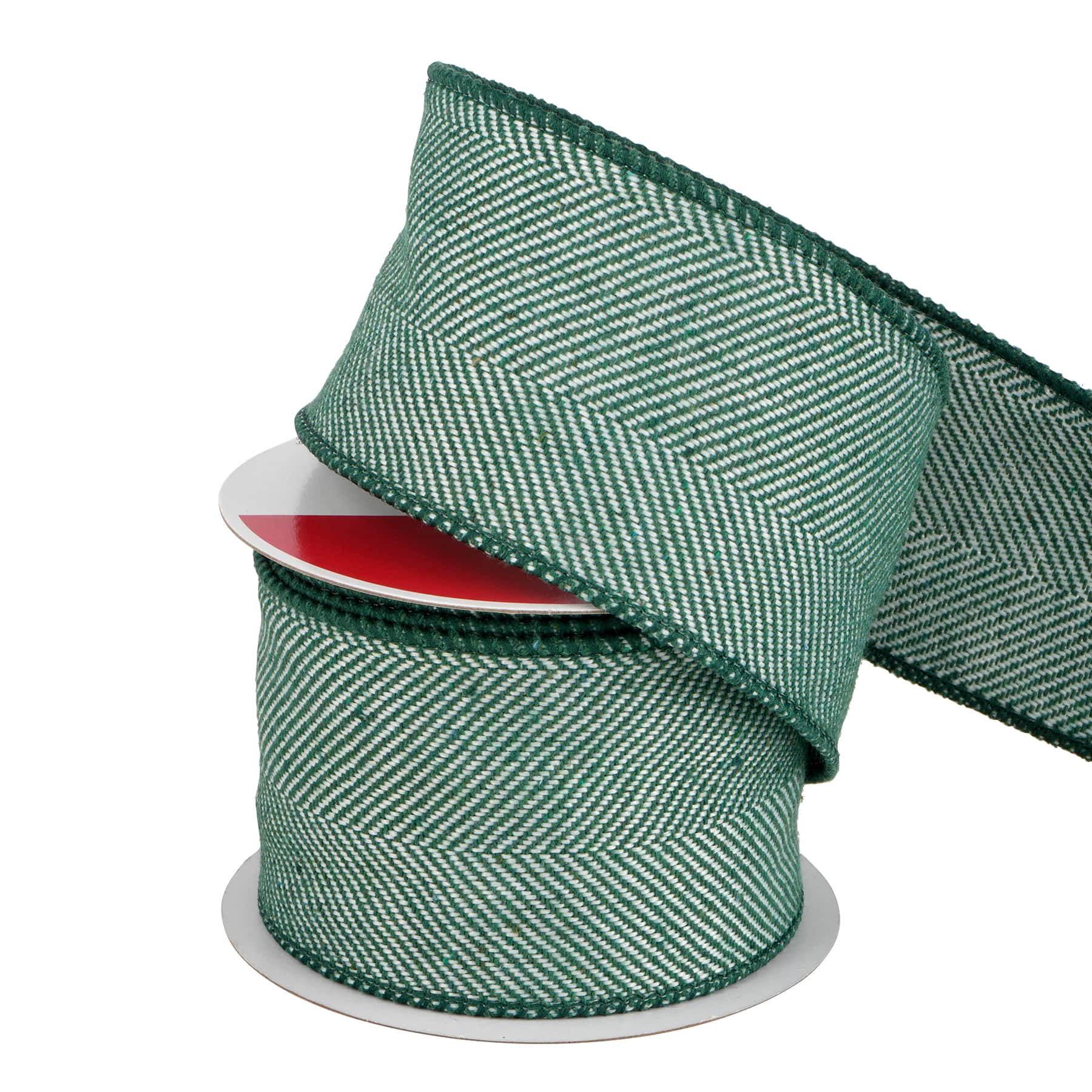 2.5&#x22; x 15ft. Green &#x26; White Herringbone Wired Ribbon by Celebrate It&#xAE;