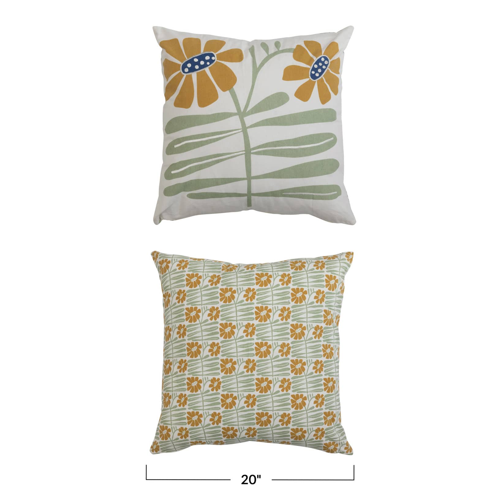Embroidered Flowers Double Sided Printed Pillow Cover Set