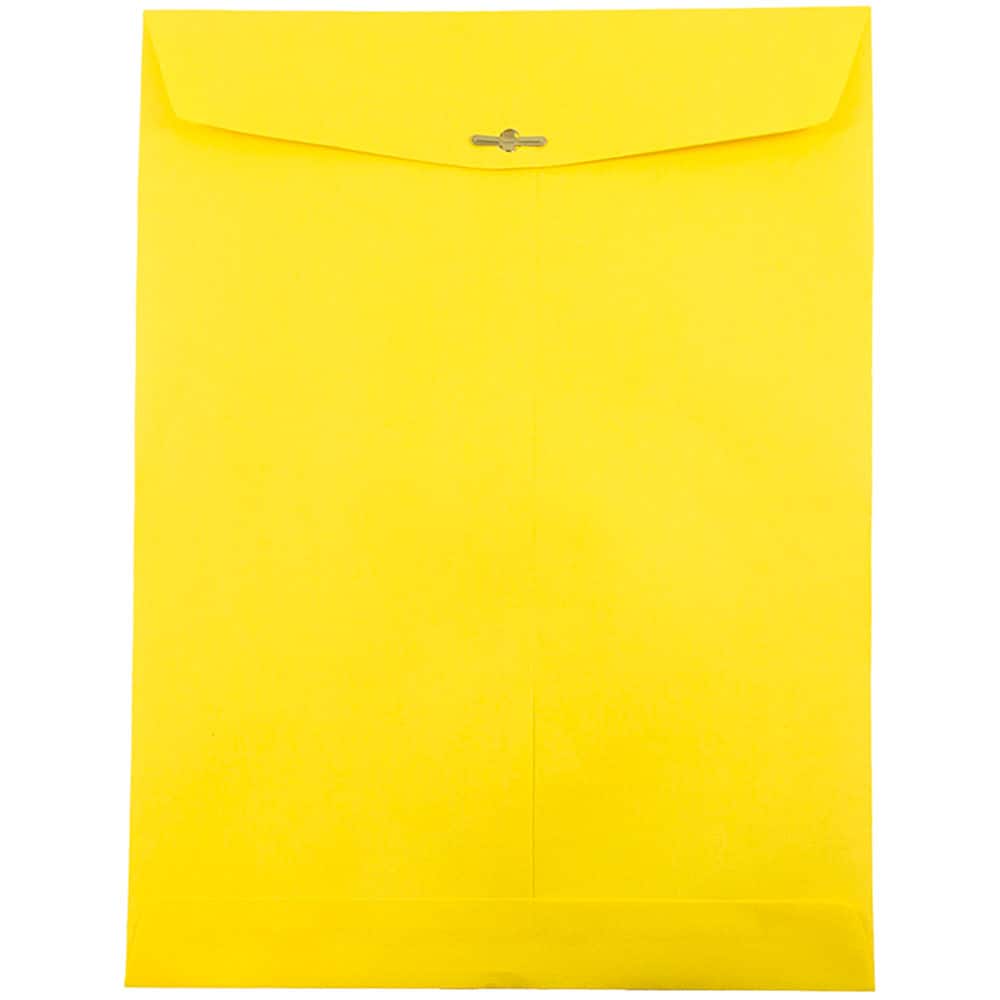 JAM Paper 10" x 13" Brite Hue Yellow Clasp Closure Catalog Envelopes, 100ct.