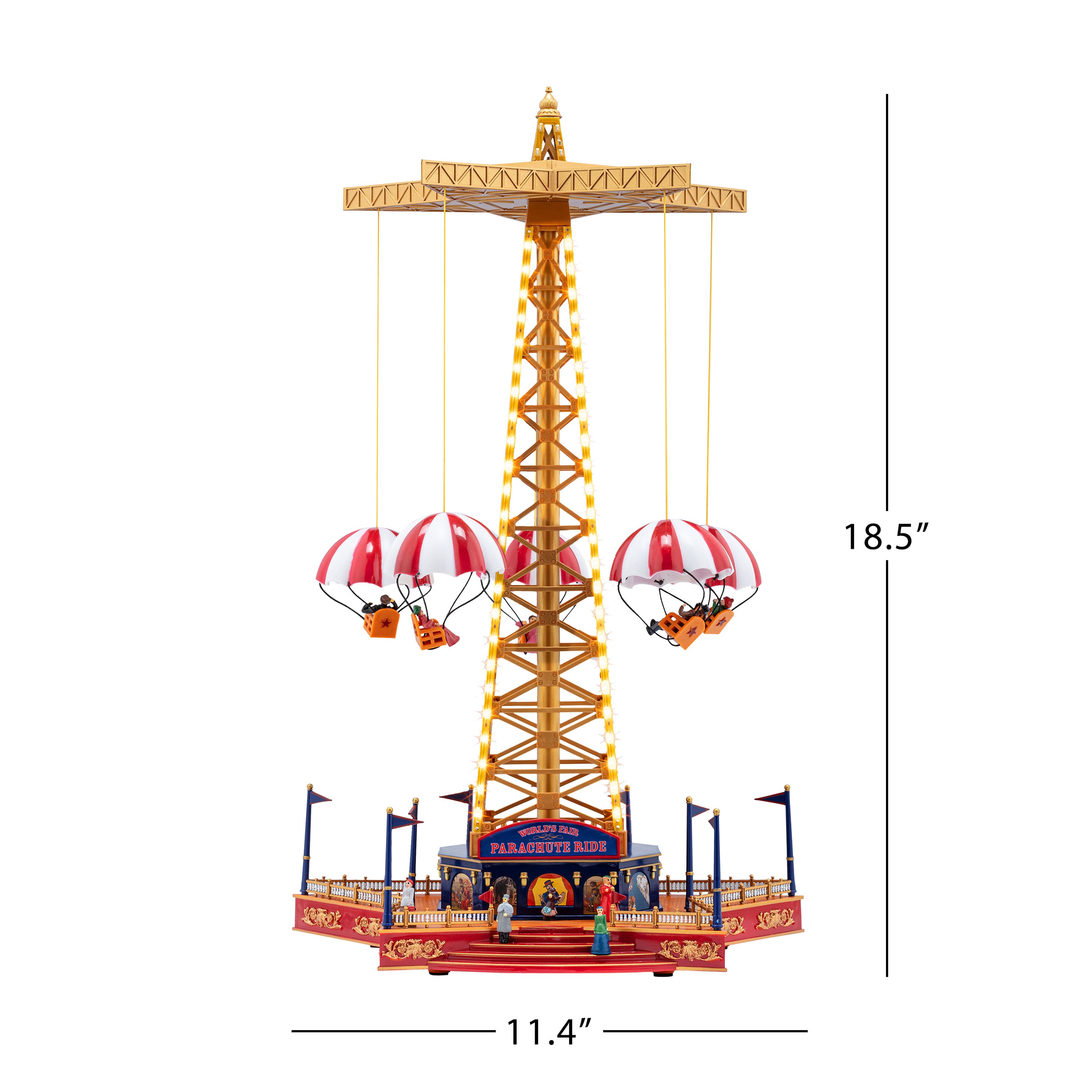 90th Anniversary Collection 18.5&#x22; Animated &#x26; Musical LED World&#x27;s Fair Parachute Ride Accent