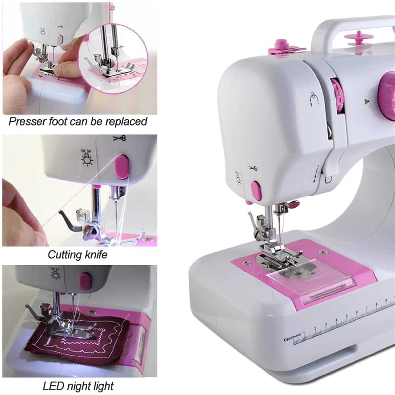 NEX&#x2122; Cute Pink Modern Crafting Sewing Machine with 12 Built-In Stitches