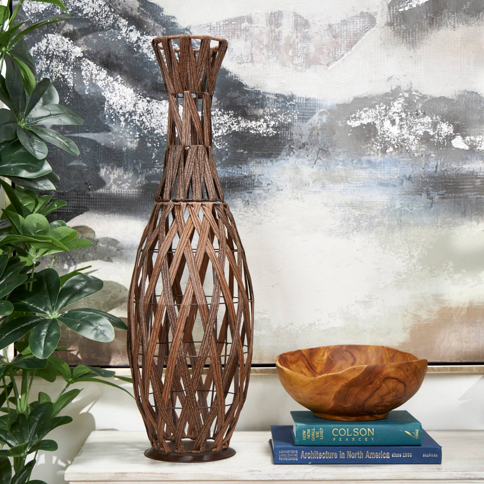 33" Copper Metal Handmade Woven Vase