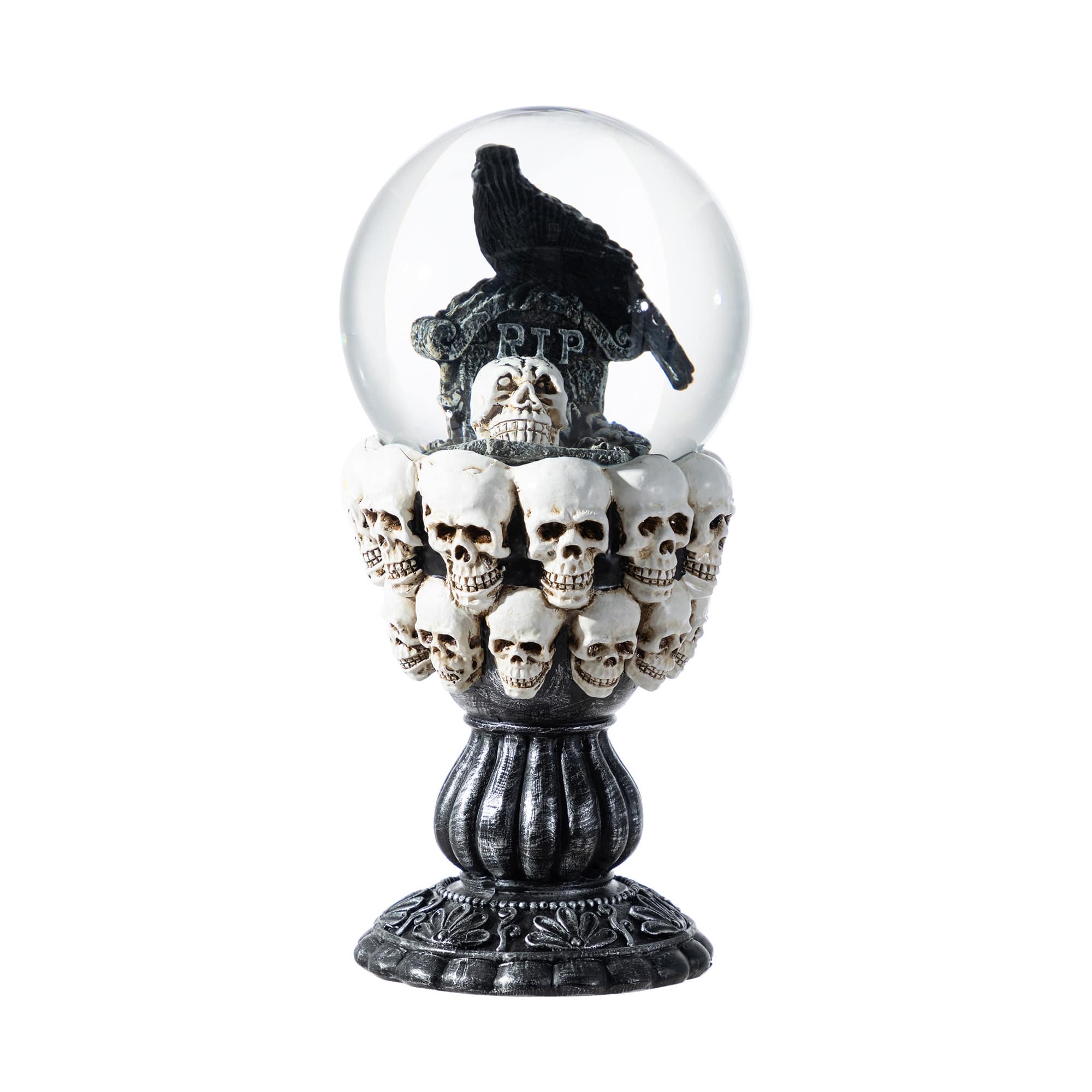 Glitzhome&#xAE; 100mm 7.25&#x22;H Halloween Resin Stacked Skull Waterglobe