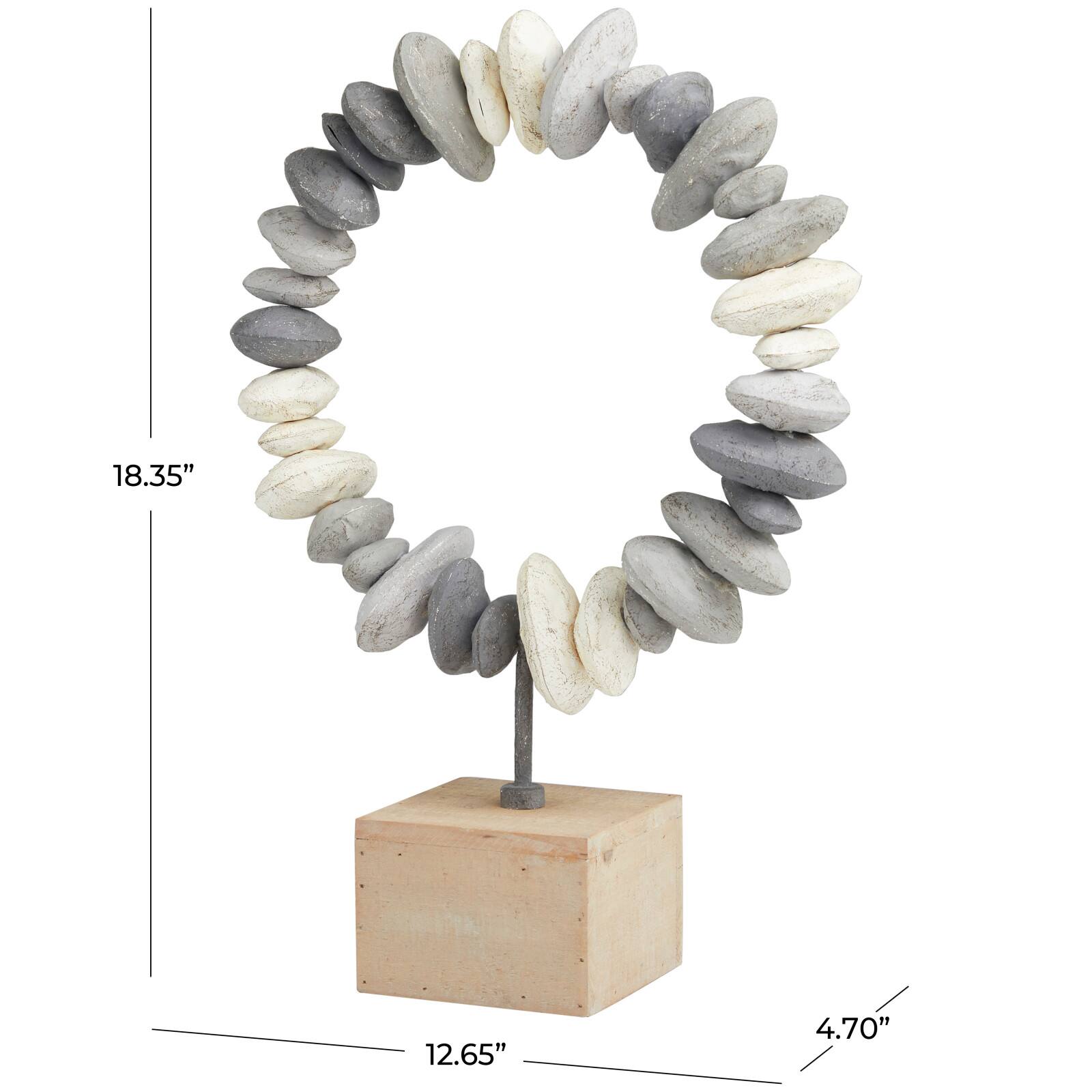 18.25" Gray Abstract Circular Stones Tabletop Sculpture