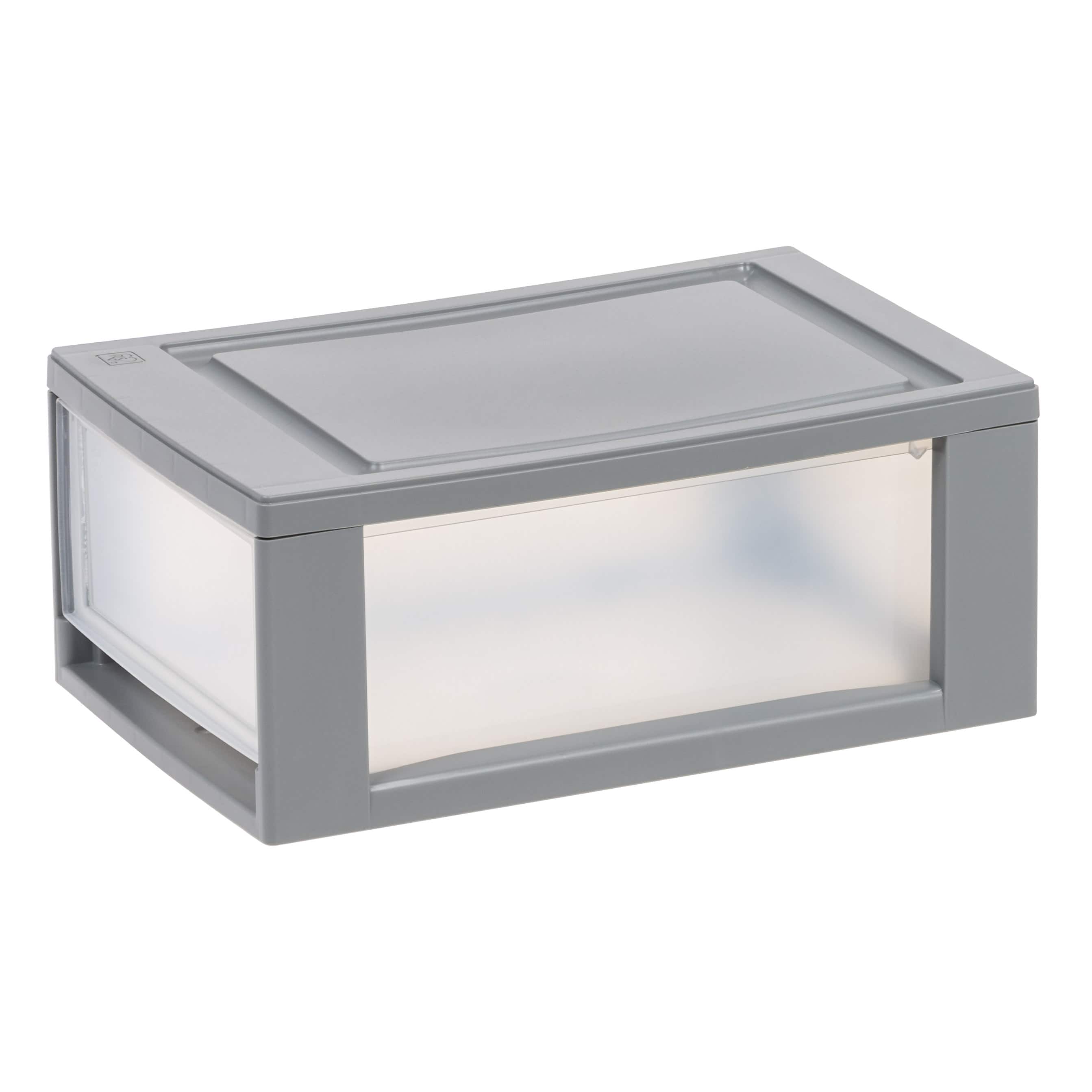 IRIS® 6qt. Gray Stackable Storage Bin with Clear Drawer