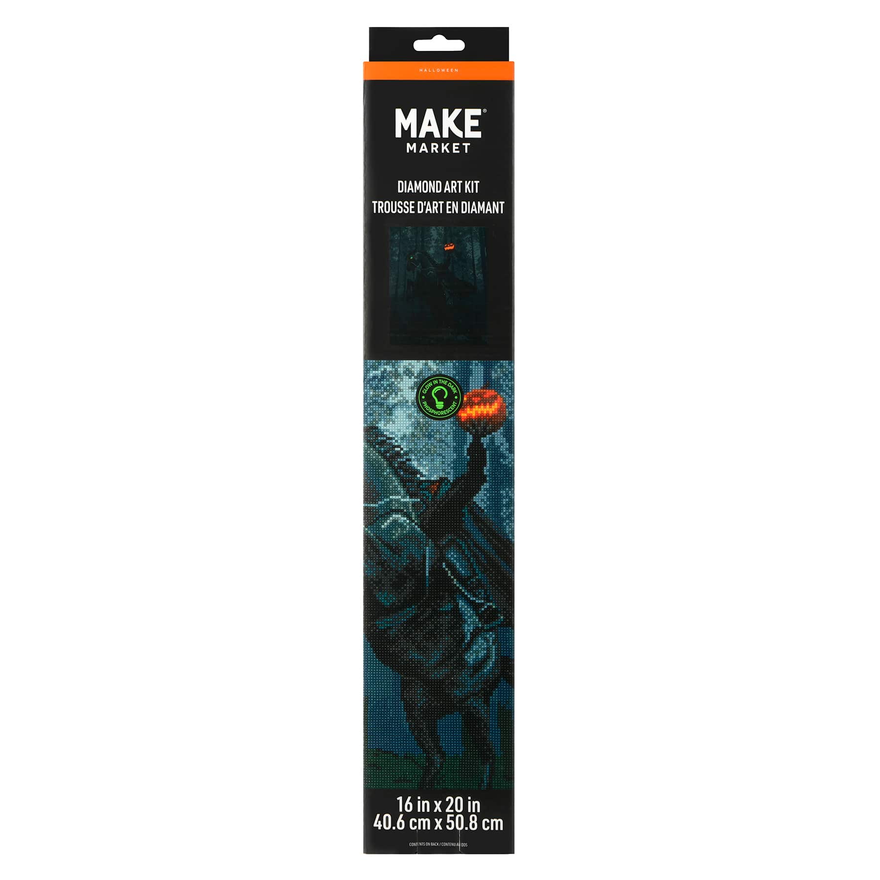 16&#x22; x 20&#x22; Headless Horseman Glow-in-the-Dark Diamond Art Kit by Make Market&#xAE;