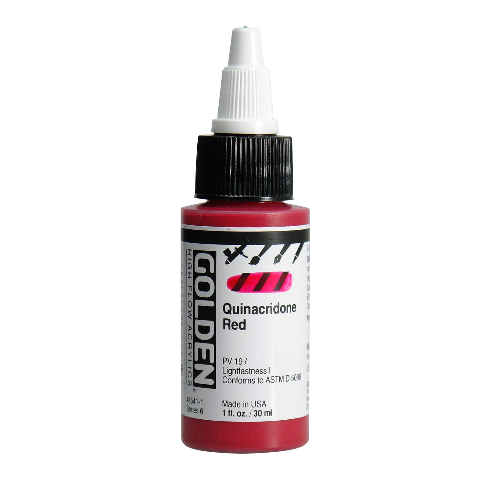 Golden High Flow Acrylics, 1 oz Paint in Quinacridone Red