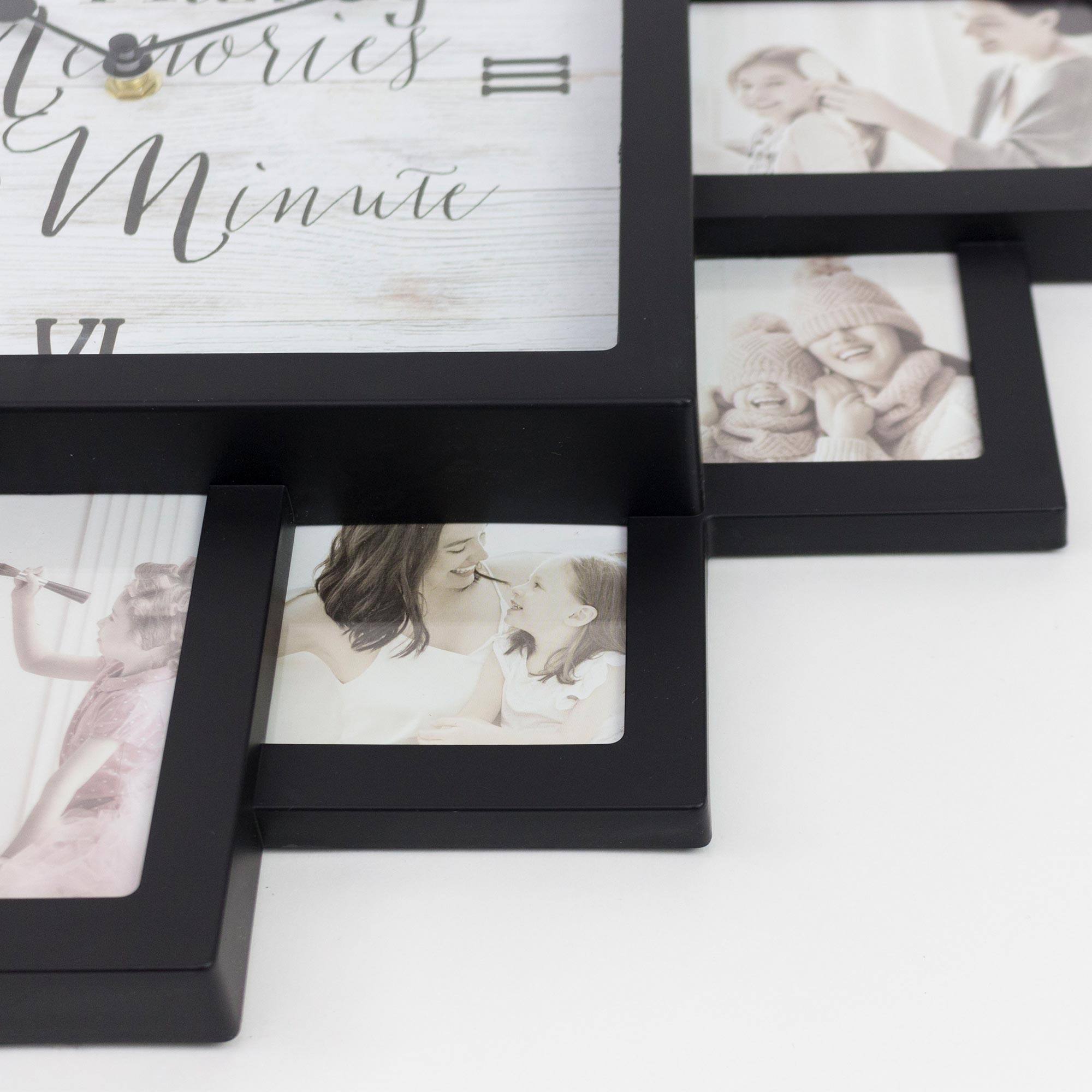 Black &#x22;Memories by the Minute&#x22; Picture Frame Wall Collage Clock