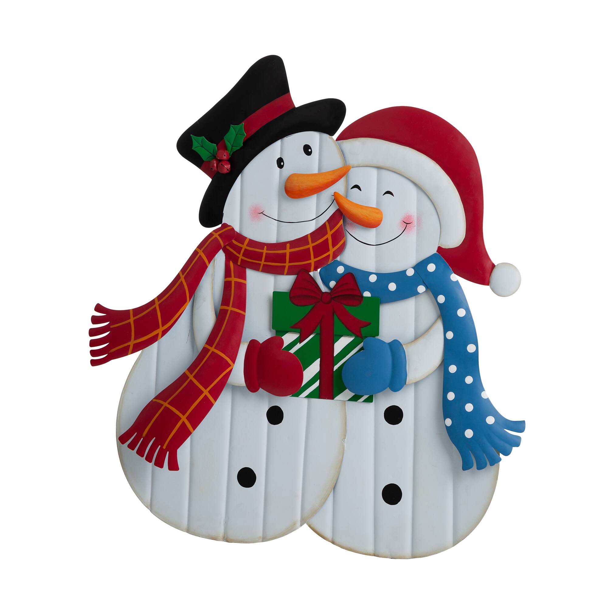 Glitzhome&#xAE; 2.5ft. Metal Lovely Snowman Yard Stake