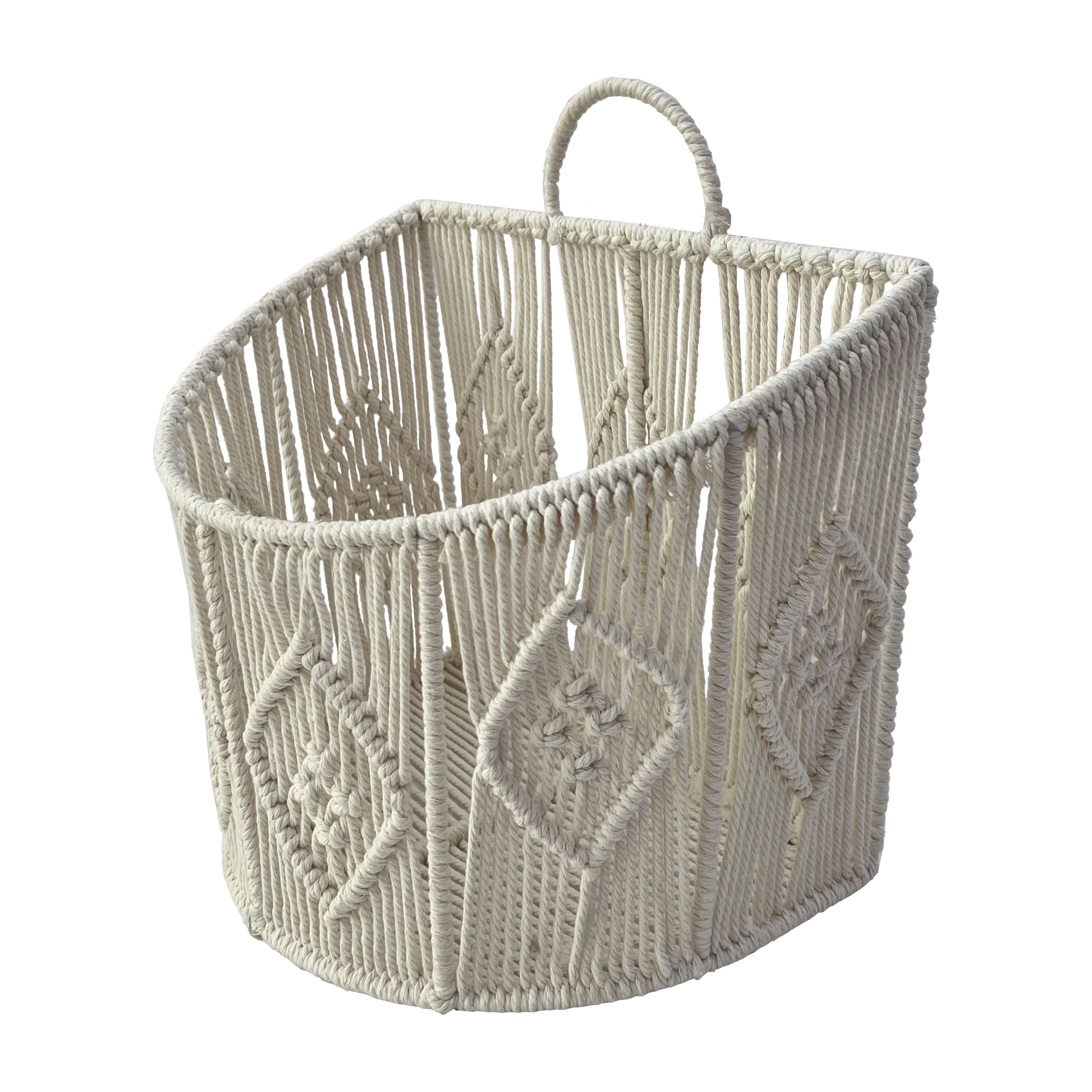 Large White Macrame Hanging Basket by Ashland&#xAE;