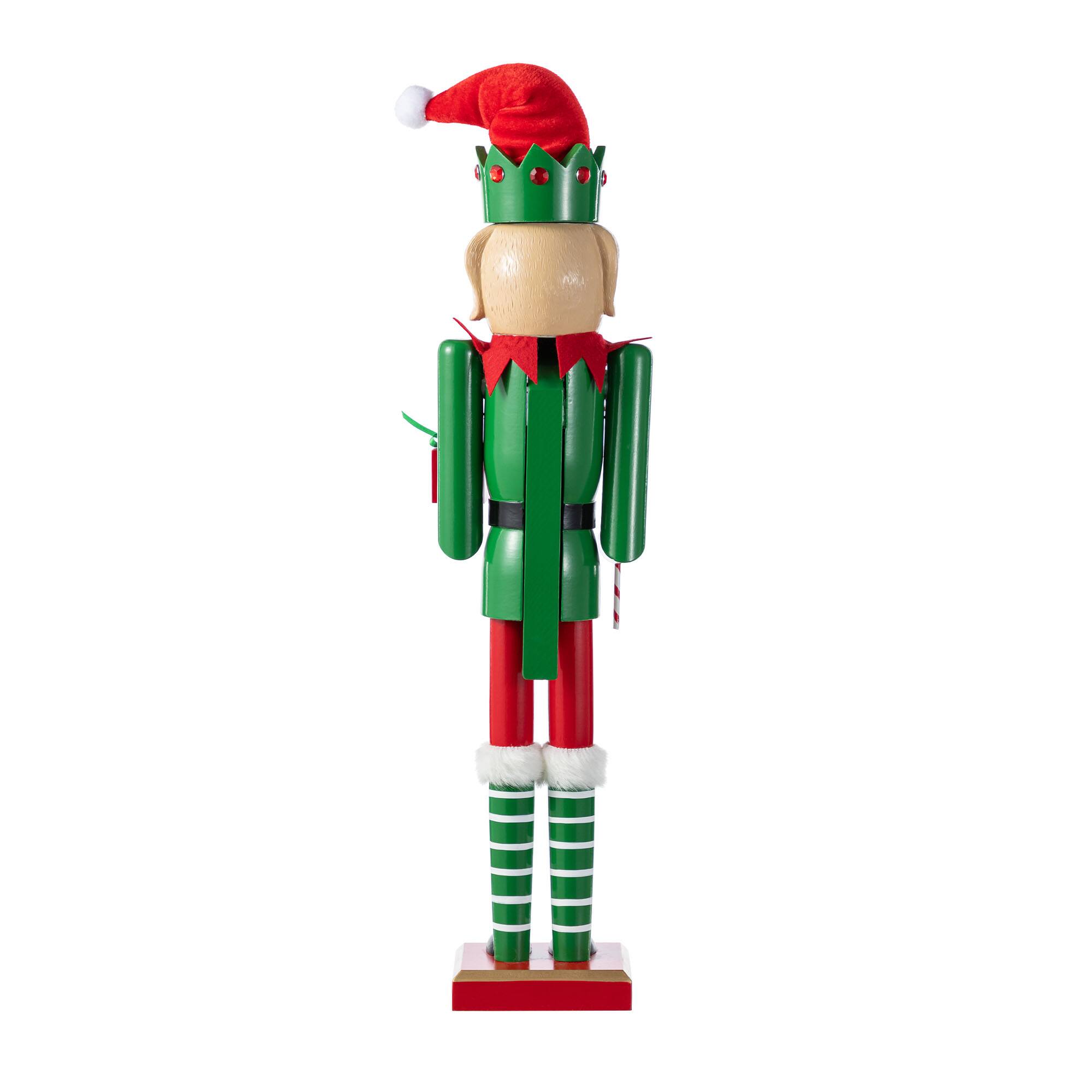 Glitzhome&#xAE; 23.5&#x22;H Wooden Christmas Elf Dog Nutcracker
