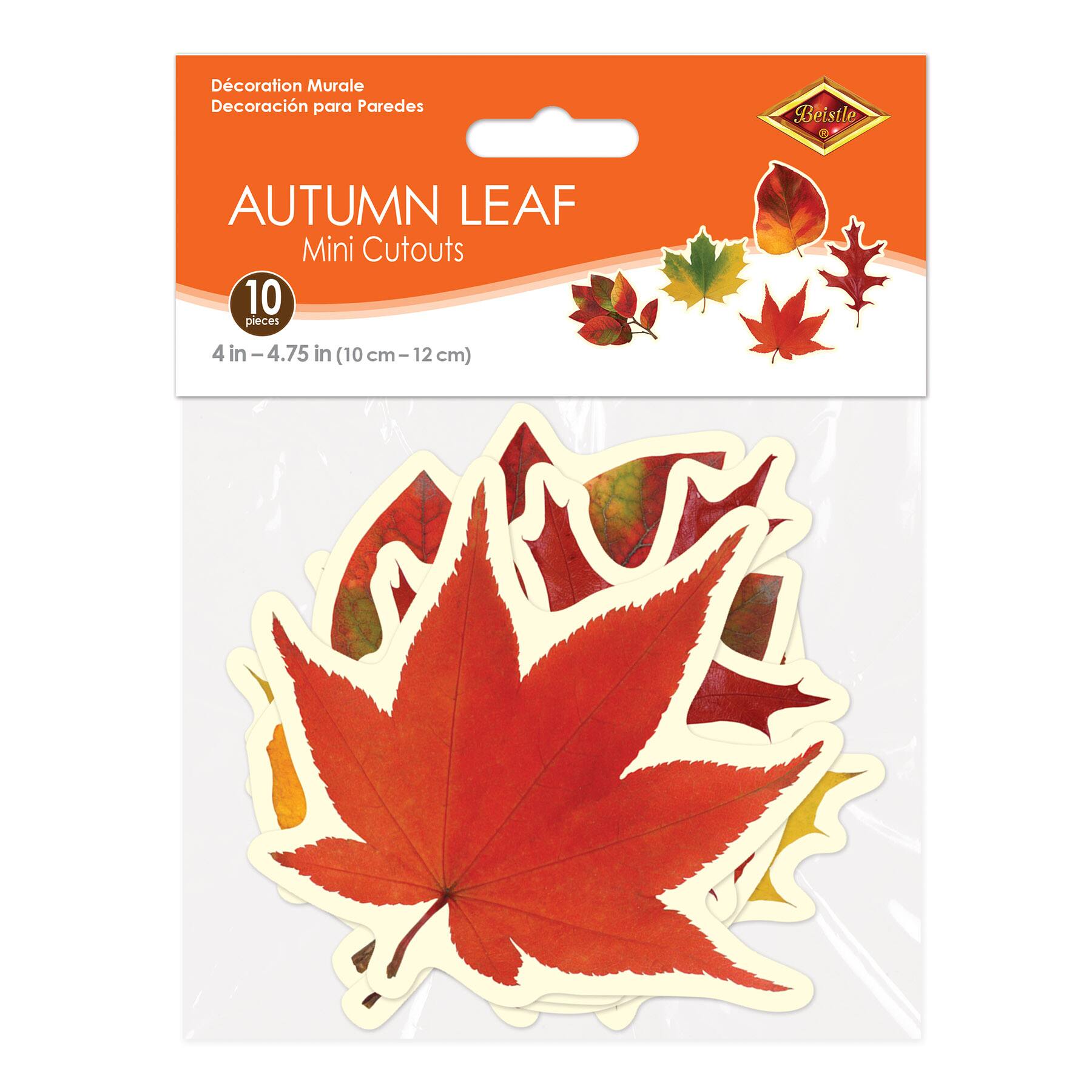Beistle Autumn Leaf Mini Cutouts, 3 Packs of 10