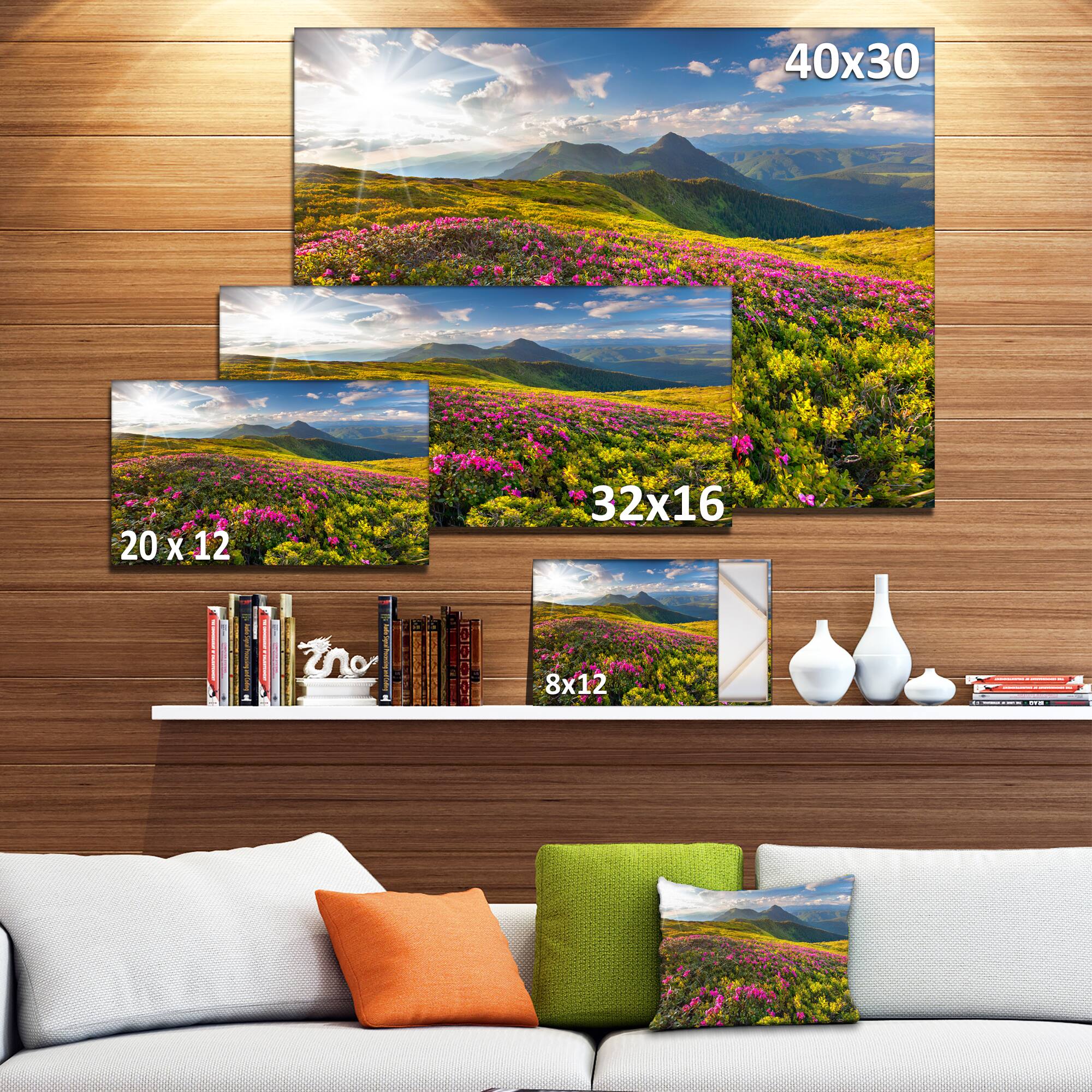 Designart - Summer Day Rhododendron Flowers - Landscape Canvas Art Print