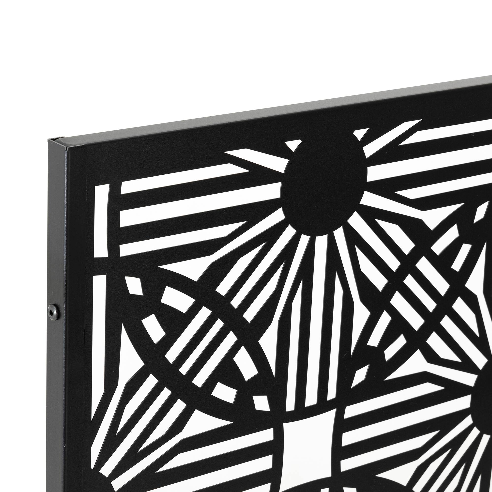 Glitzhome® 6ft. Black Galvanized Steel Floral Room Divider