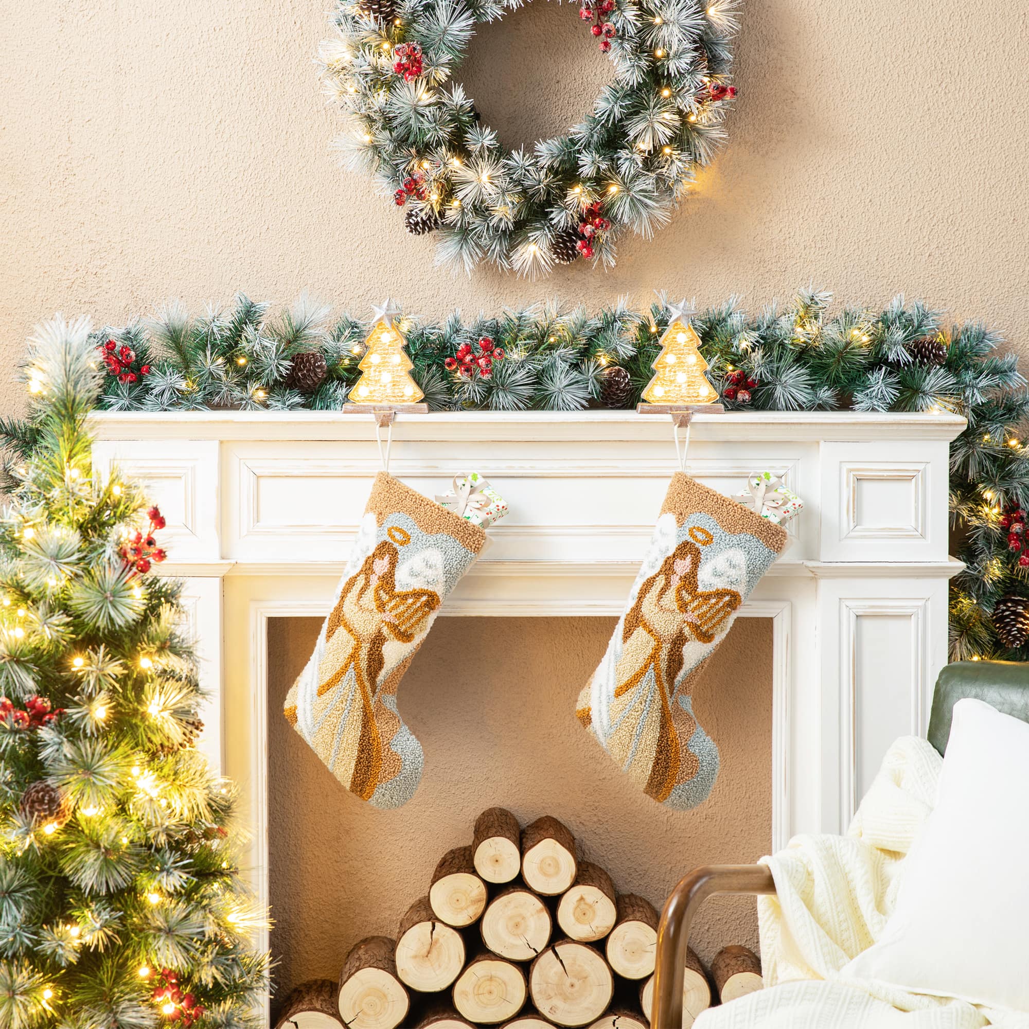 Glitzhome® 20" Angel Hooked Stocking