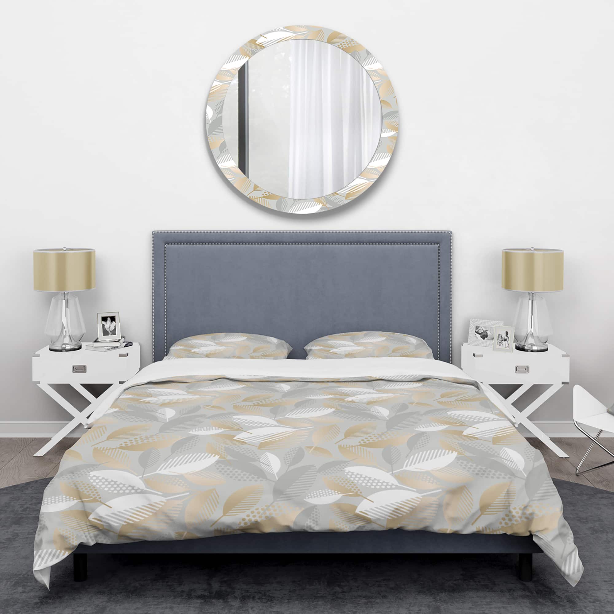 Designart &#x27;Luxury geometric fall leaves pattern&#x27; Mid-Century Duvet Cover Set