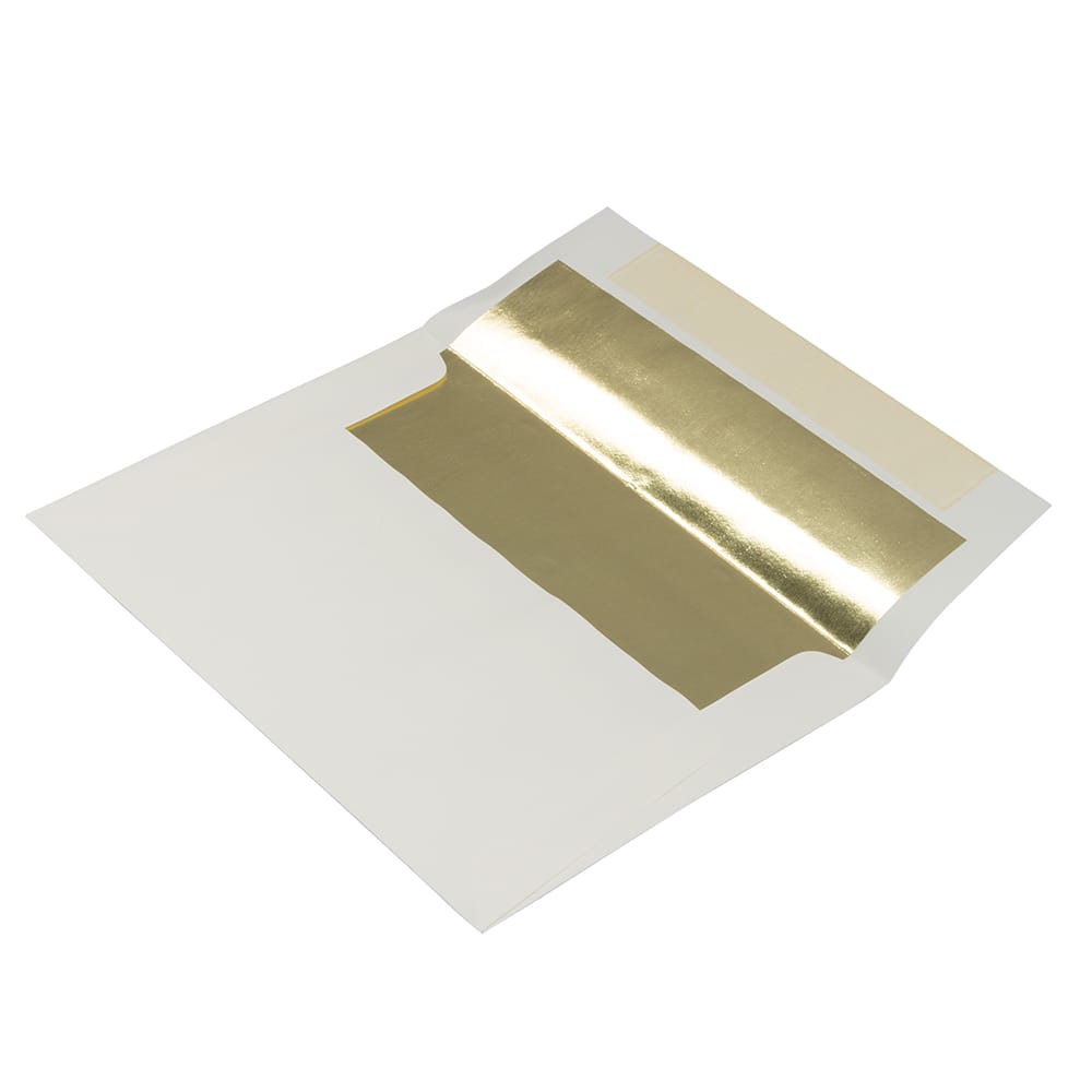 JAM Paper A7 Ecru Gold Foil Lined Invitation Envelopes