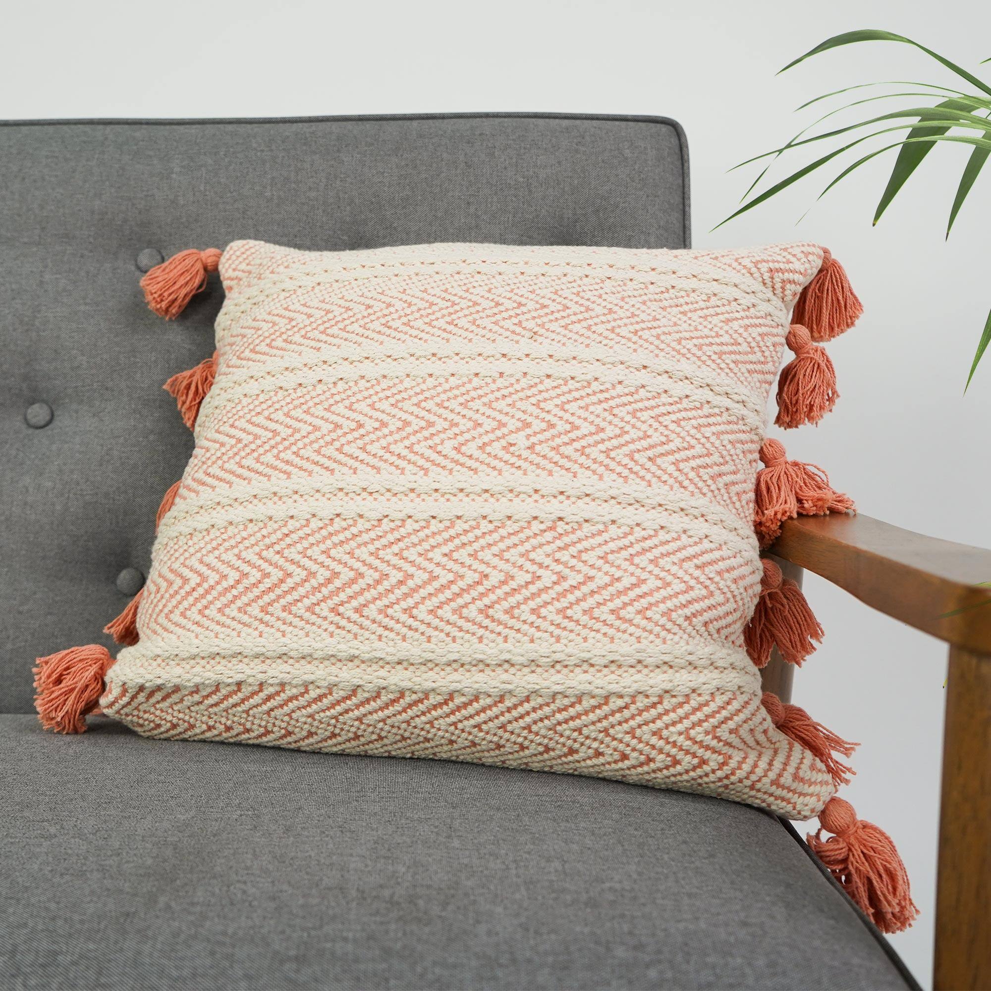 American Art D&#xE9;cor&#x2122; Handwoven Orange Peach Boho Moroccan Decorative Throw Pillow