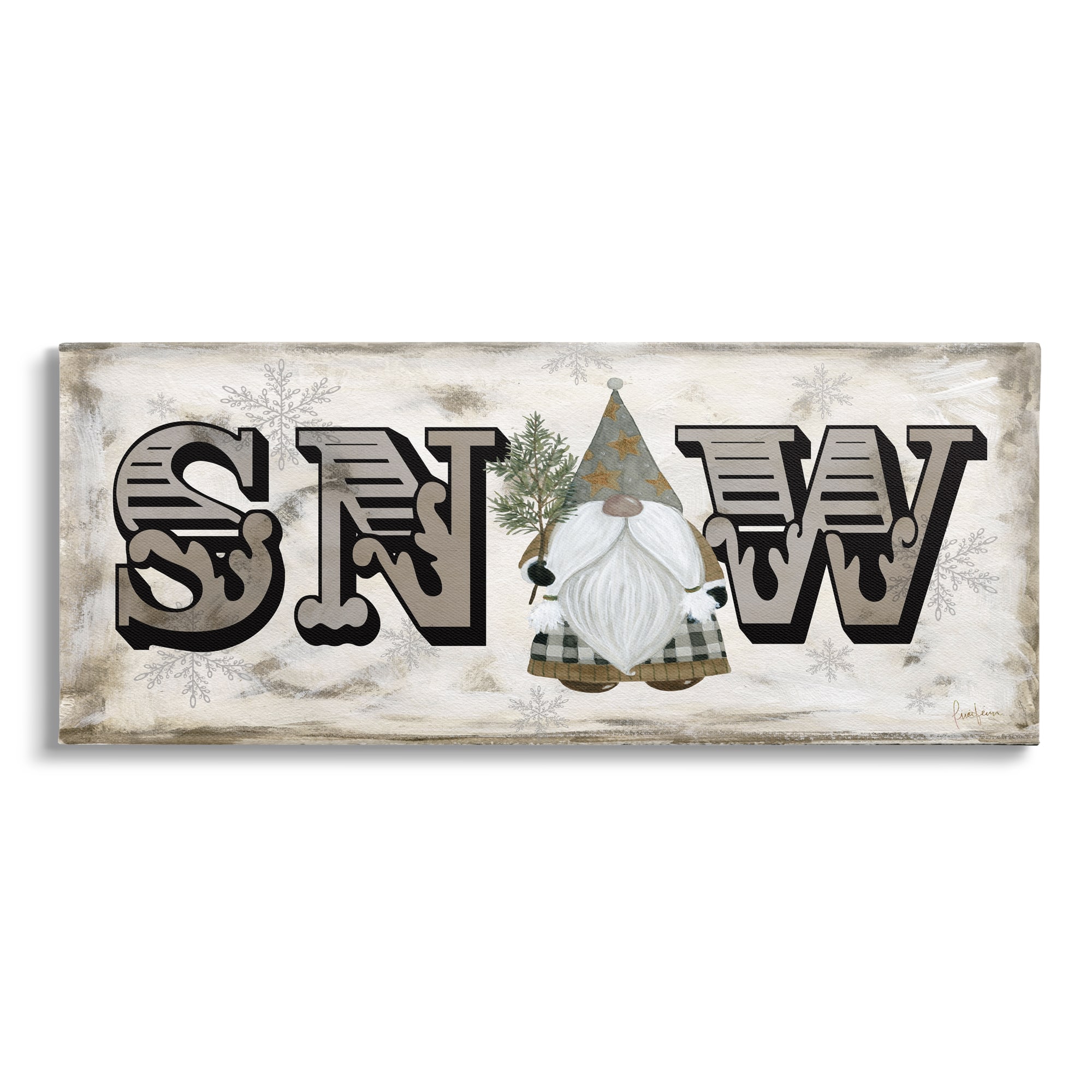 Stupell Industries Winter Snow Holiday Gnome Canvas Wall Art