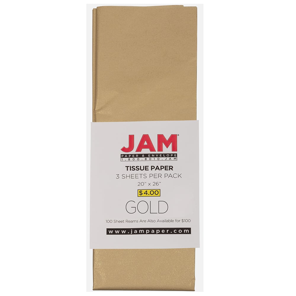 JAM Paper Gold 20&#x22; x 26&#x22; Tissue Paper, 3ct.