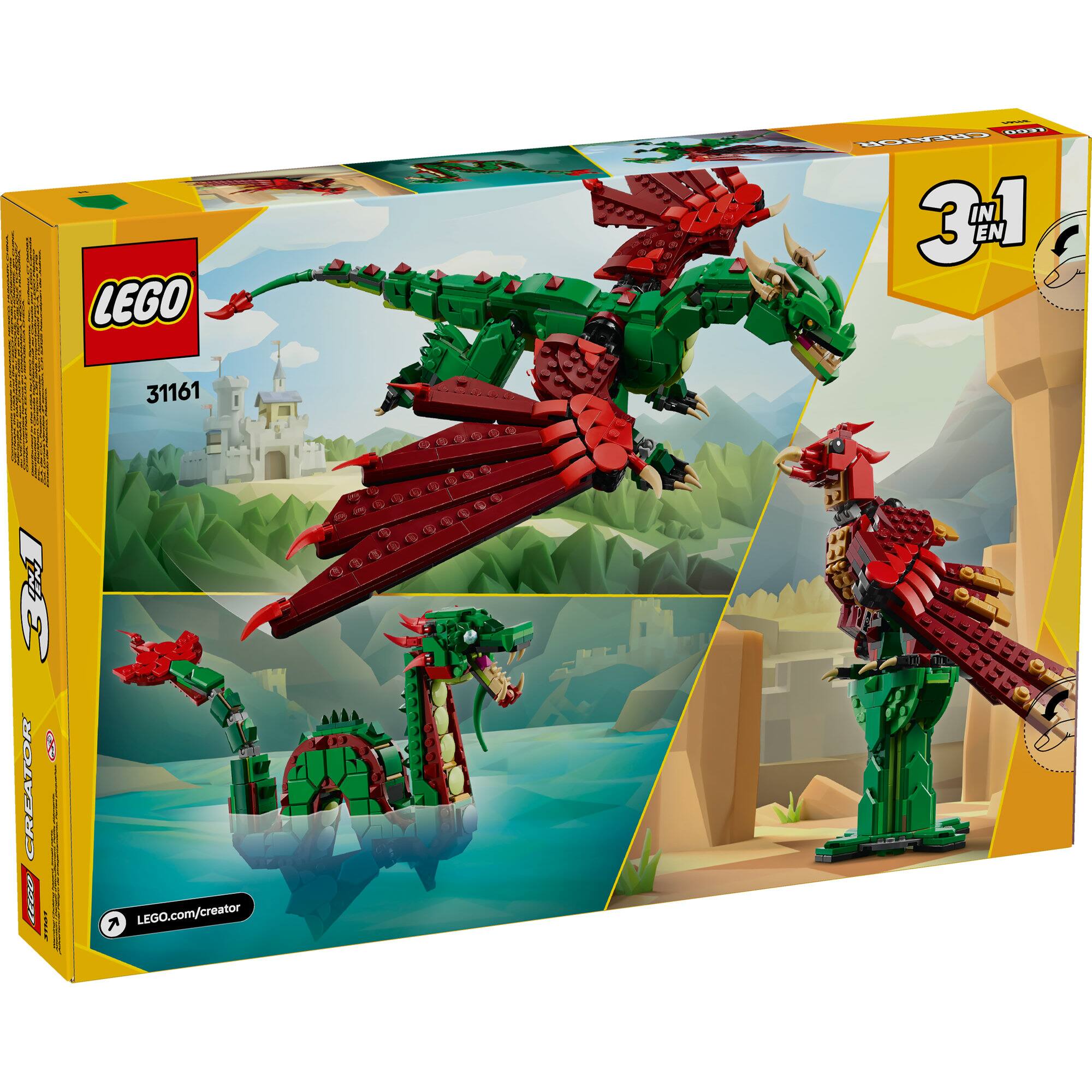LEGO® Creator 3in1 Medieval Dragon Creature Toy Playset 31161