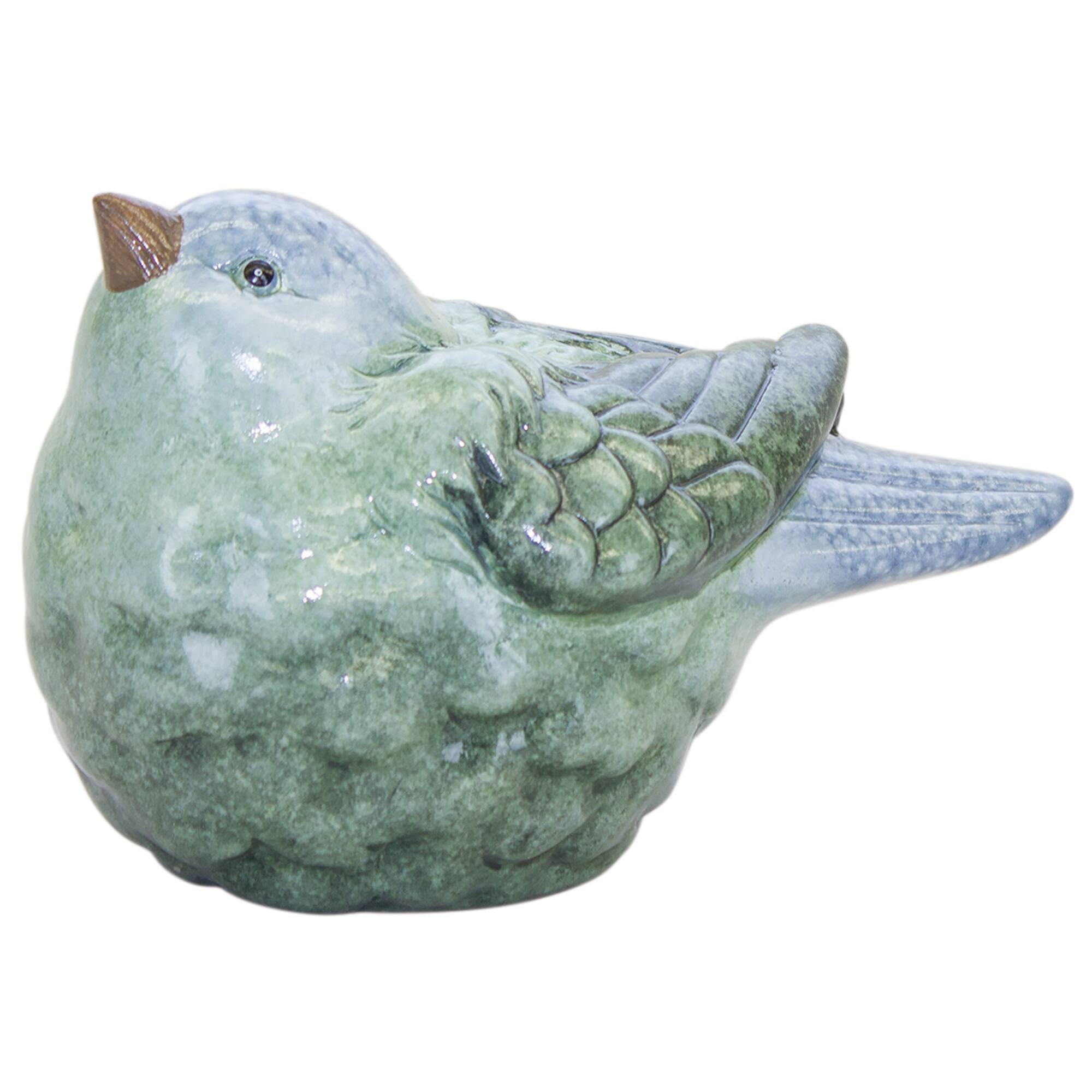 Terracotta Blue Bird Figurine Set
