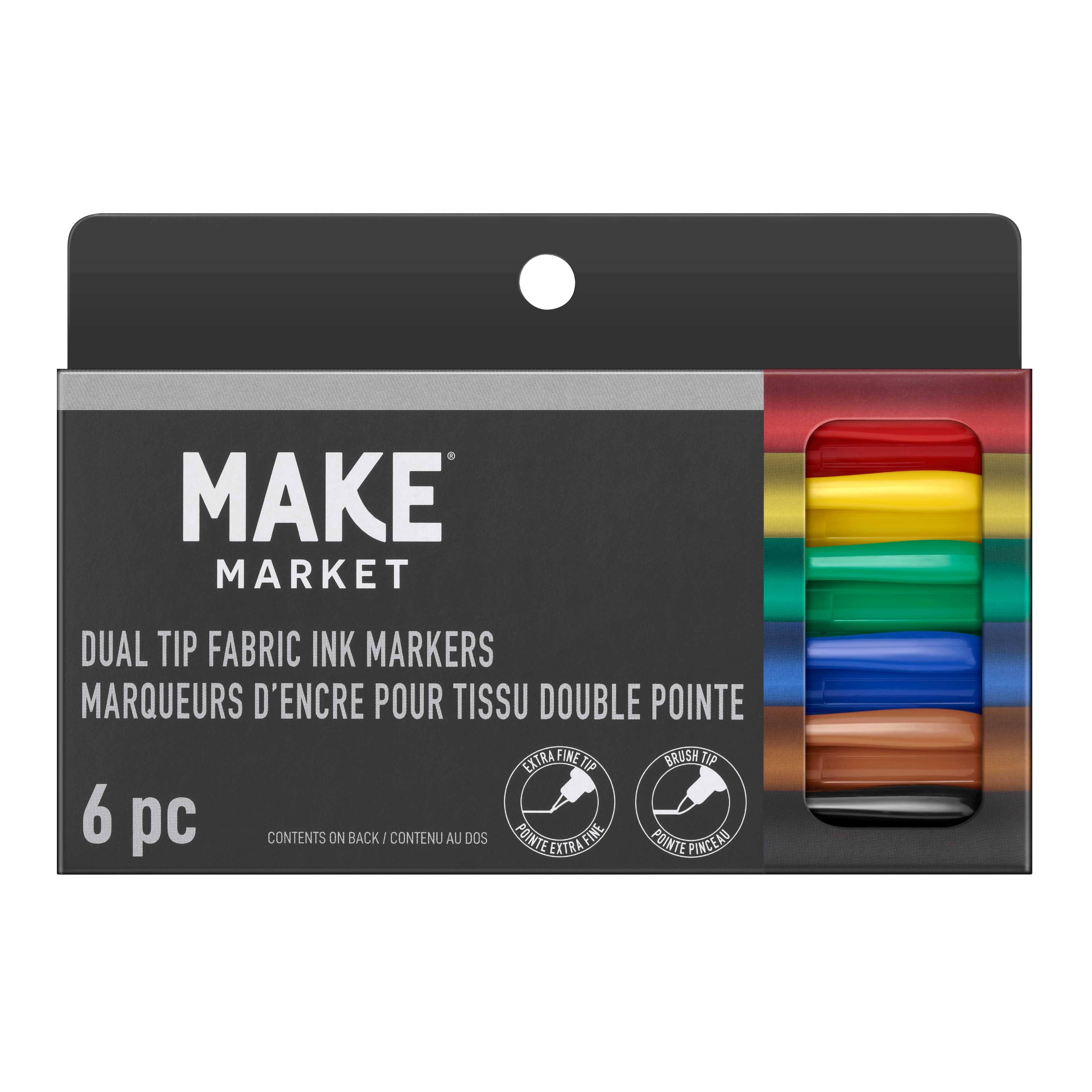 6 Packs: 6 ct. (36 total) Dual Tip Fabric Ink Markers by Make Market®