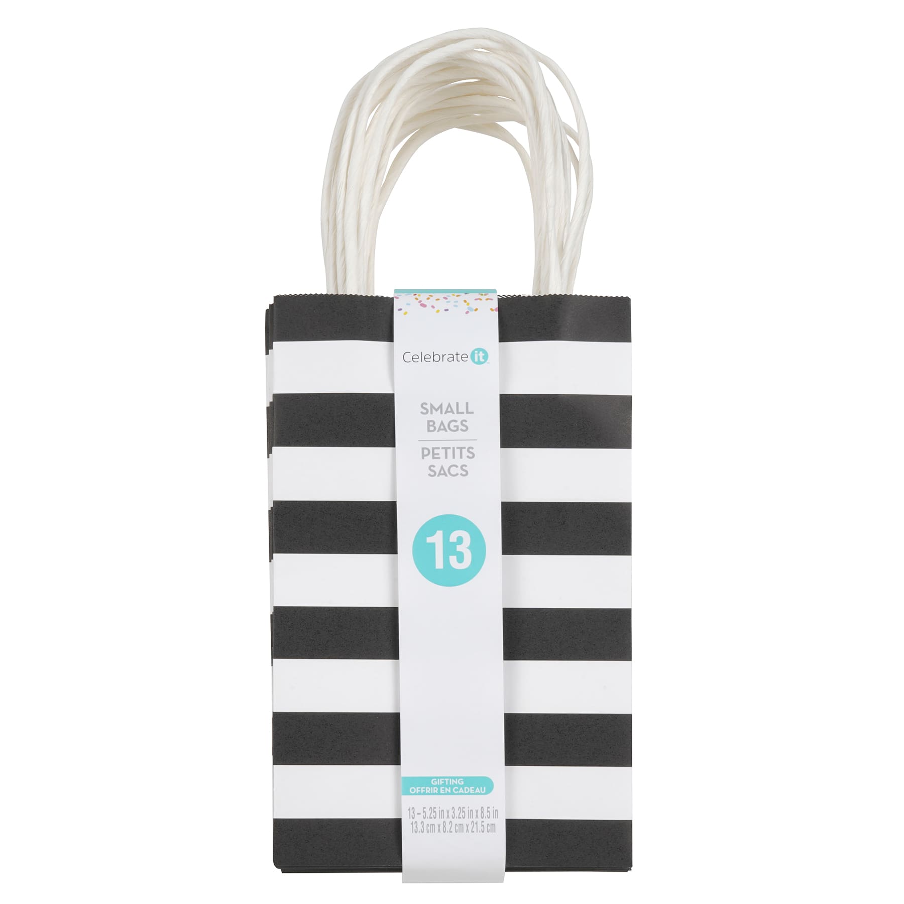 6 Packs: 13 ct. (78 total) Small Black &#x26; White Striped Gift Bags by Celebrate It&#x2122;