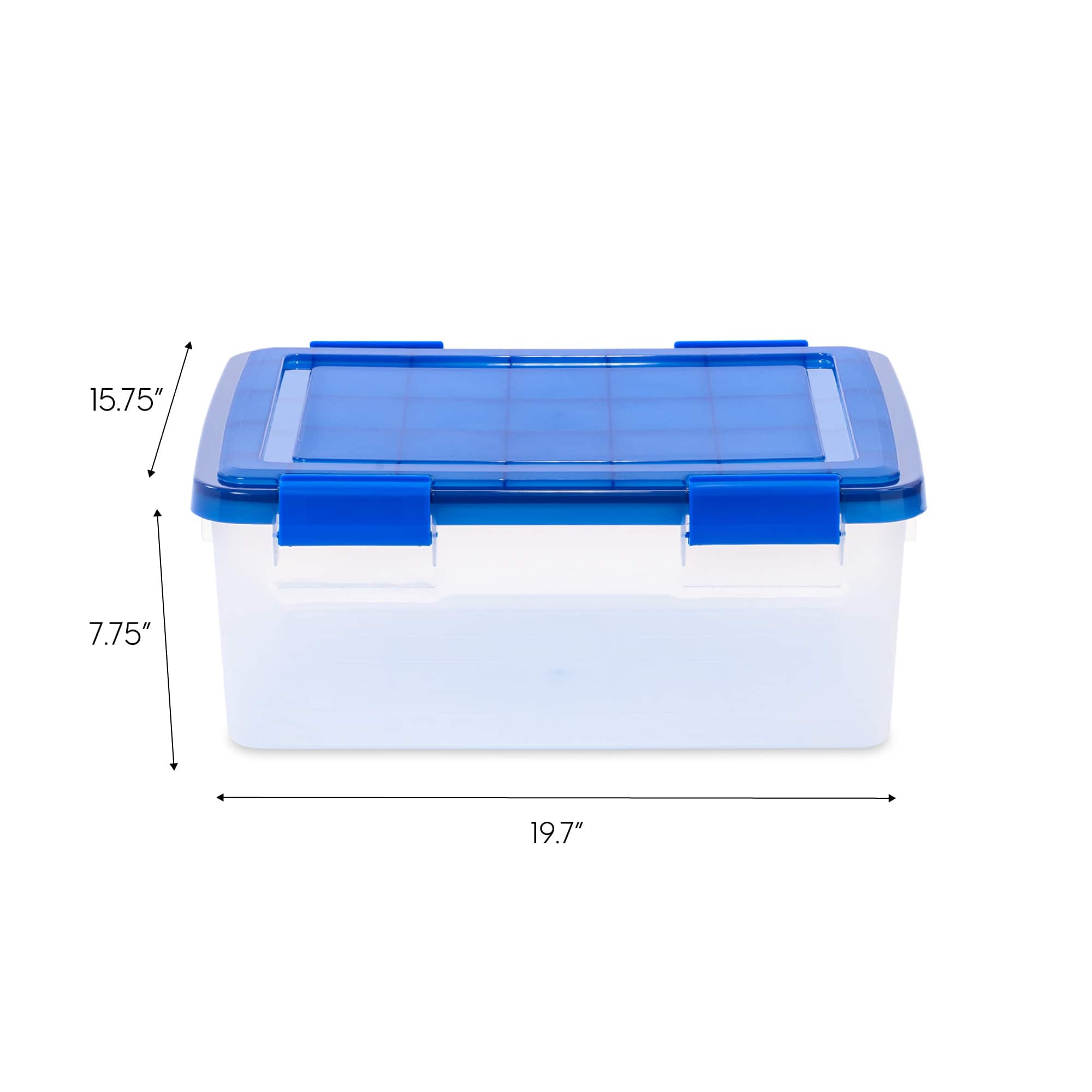 IRIS Element Resistant Clear Plastic Storage Boxes with Blue Lid
