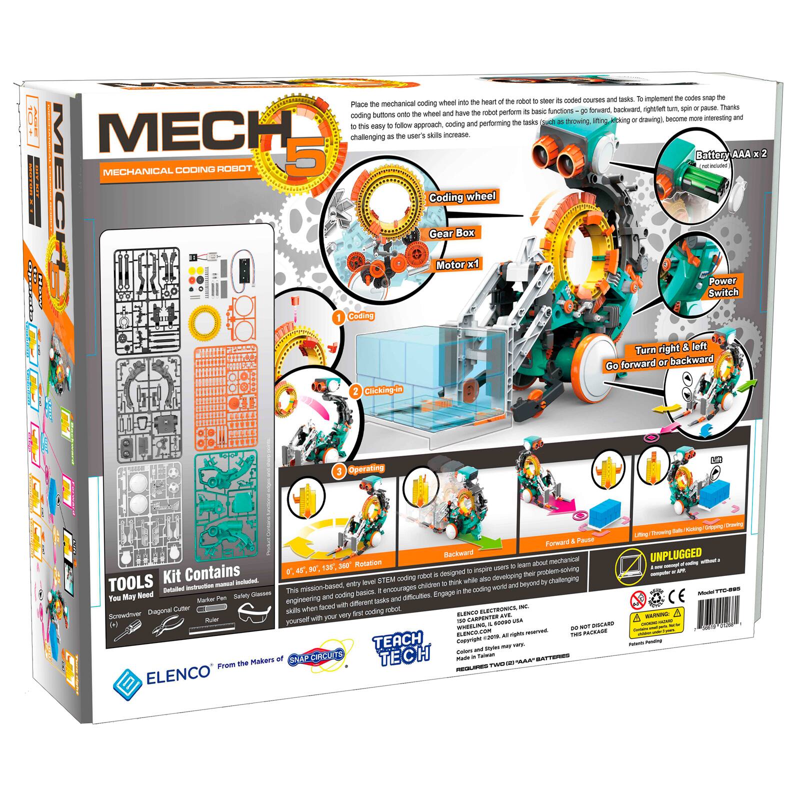 Elenco&#xAE; TEACH TECH&#x2122; Mech-5 Mechanical Coding Robot