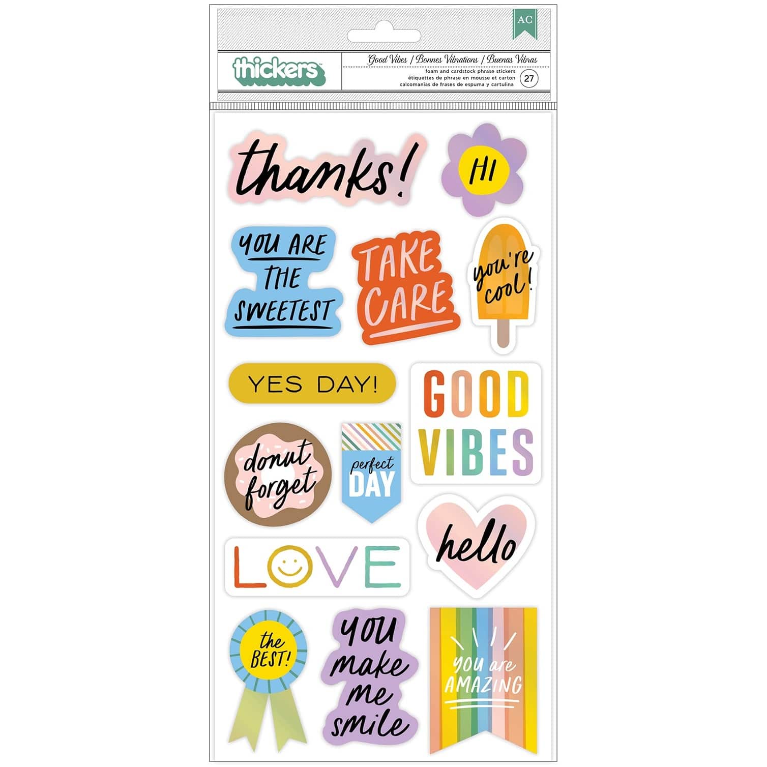 American Crafts&#x2122; Kid At Heart Good Vibes Thickers Stickers