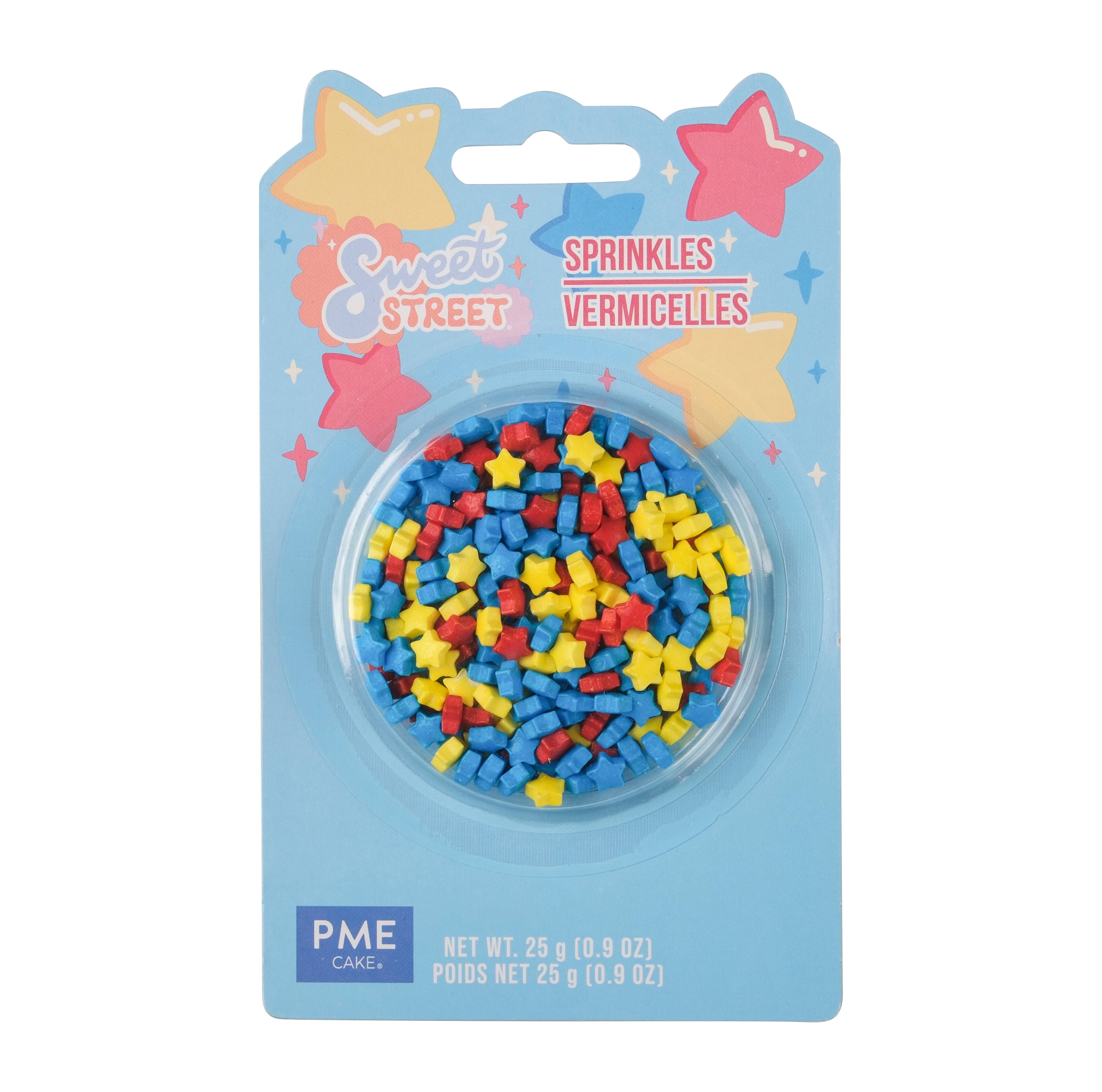 PME Cake Sweet Street&#xAE; Blue, Yellow &#x26; Red Star Sprinkles