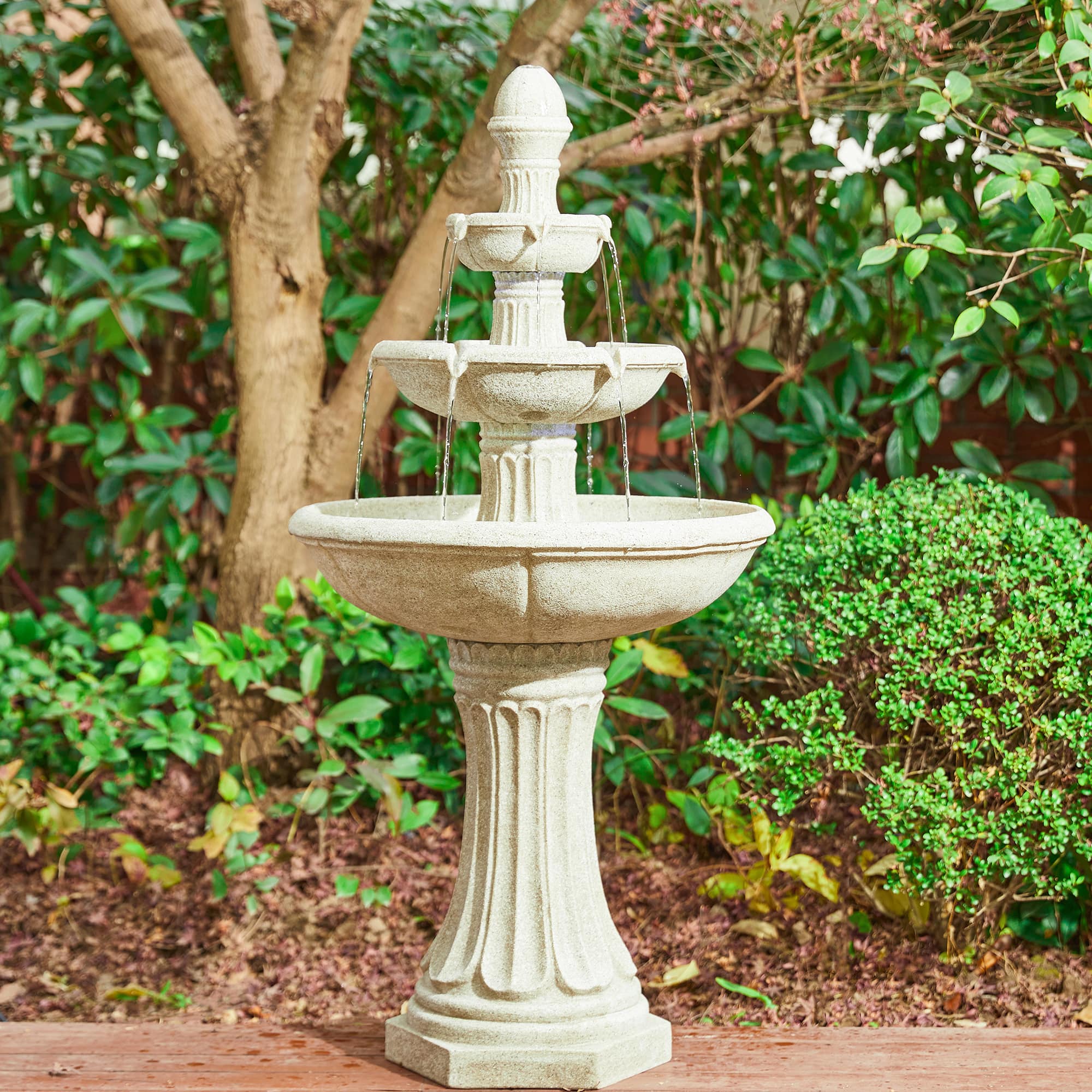 Glitzhome&#xAE; 45&#x22; 3-Tier Ceramic Outdoor Fountain