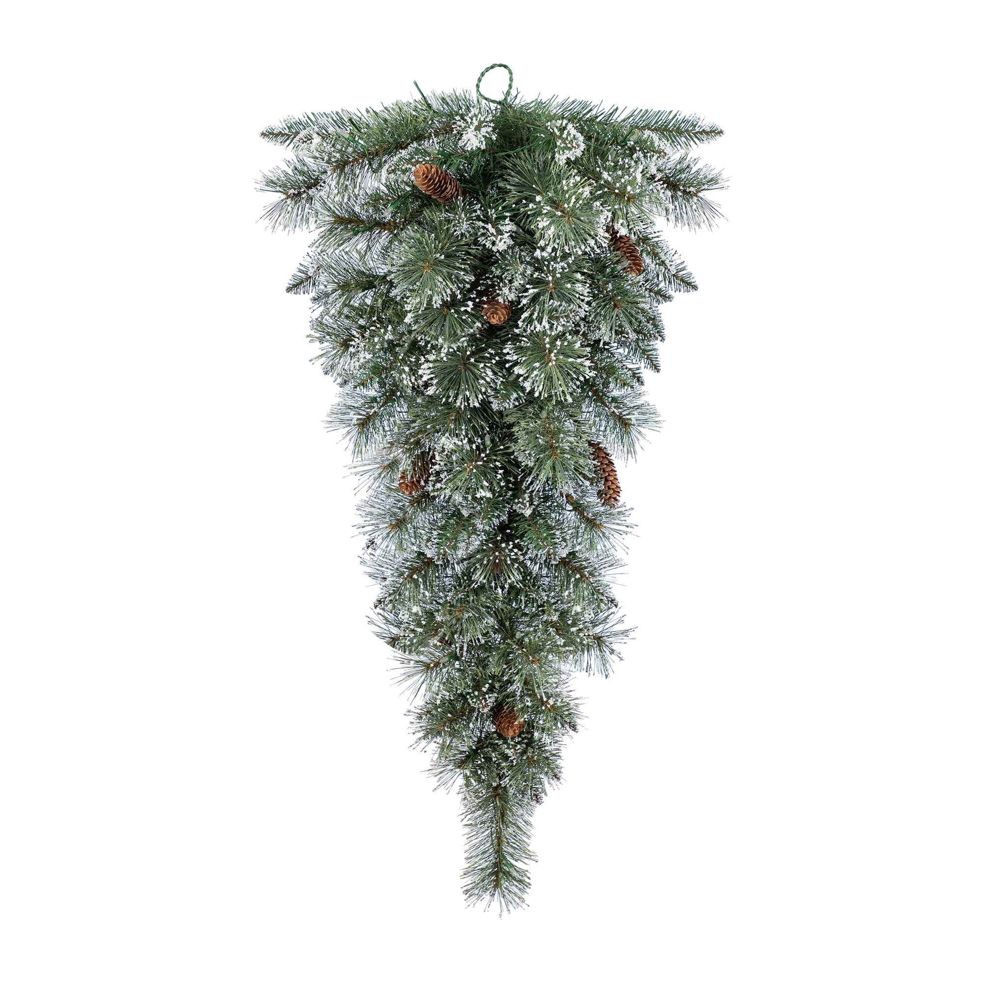 Glitzhome® 3ft Pre-Lit Frosted Greenery Pinecones Christmas Teardrop, LED Lights and Timer