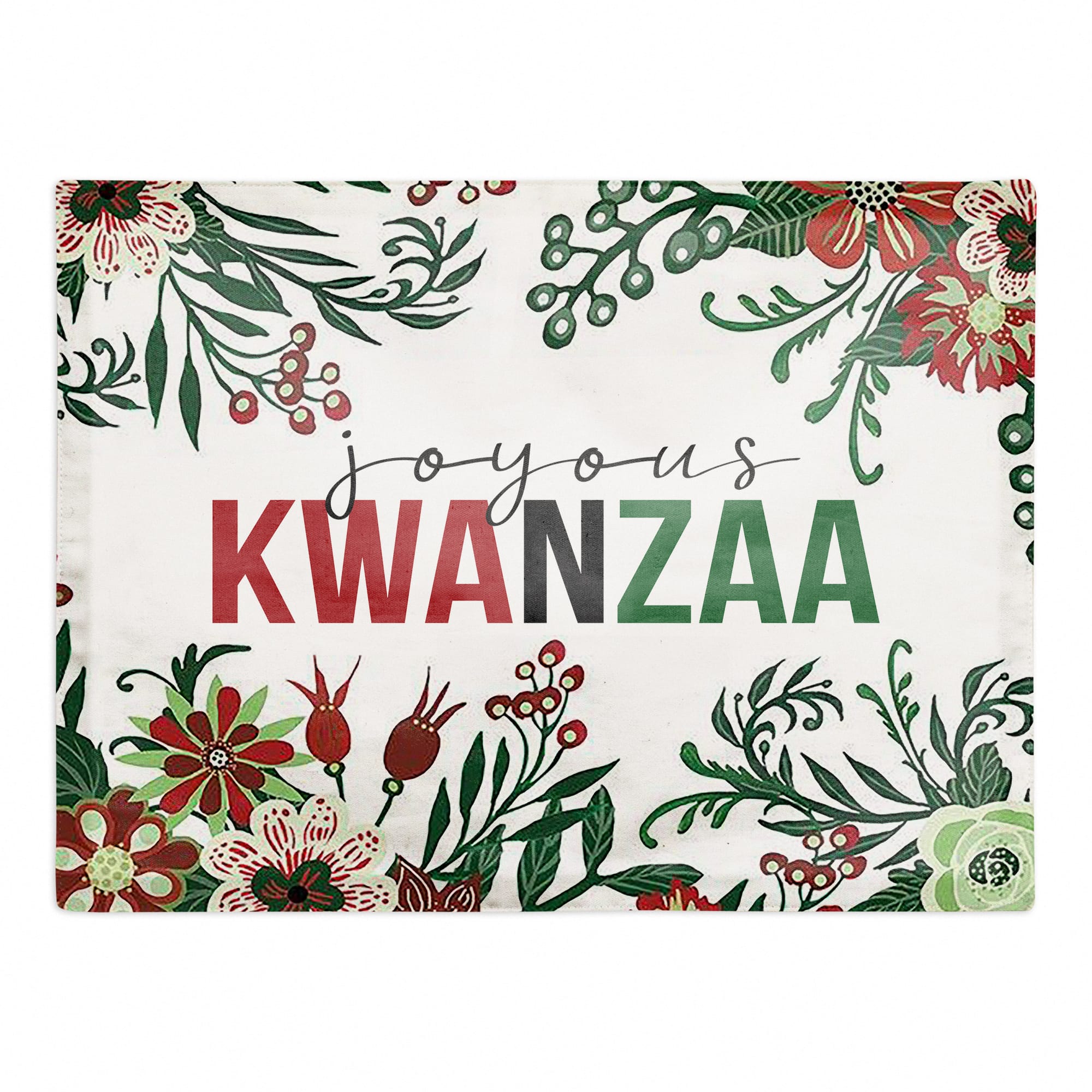 Joyous Kwanzaa Floral Poly Twill Placemat