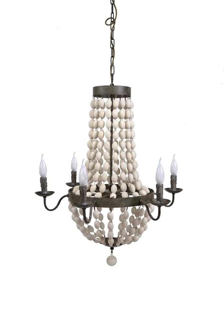 Hello Honey® 36" Multicolor Metal and Draped Wood Bead Chandelier