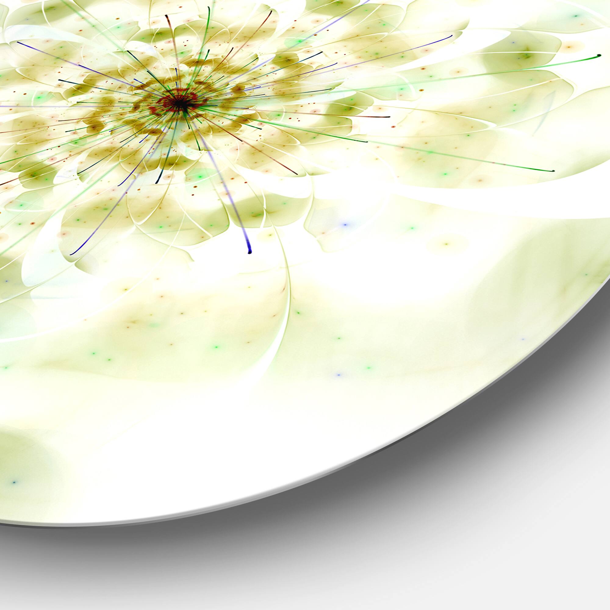 Designart - Full Bloom Fractal Flower in White' Large Flower Metal Circle Wall Art